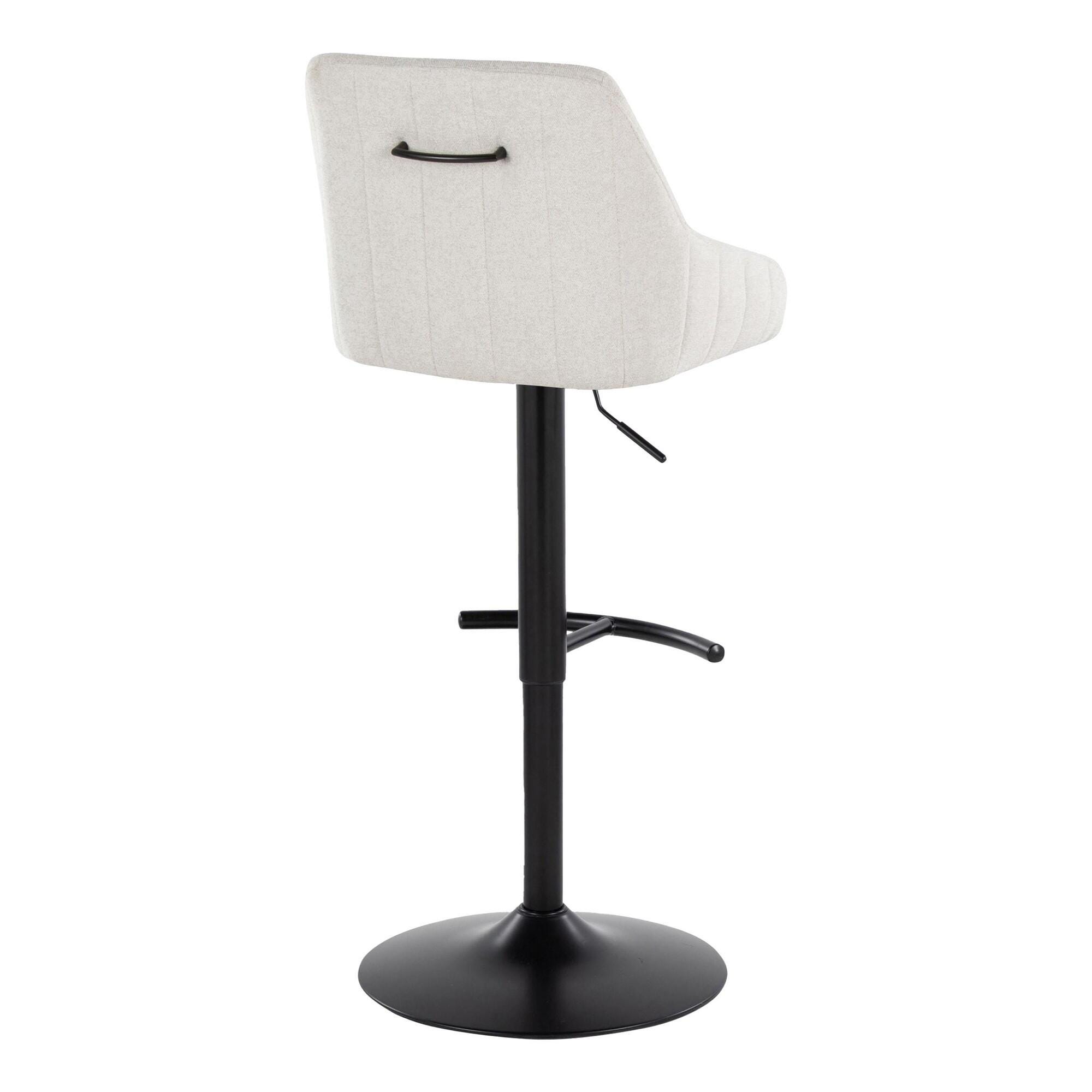 LumiSource Hannah Adjustable Height Barstool (Set of 2), Black/Cream, large