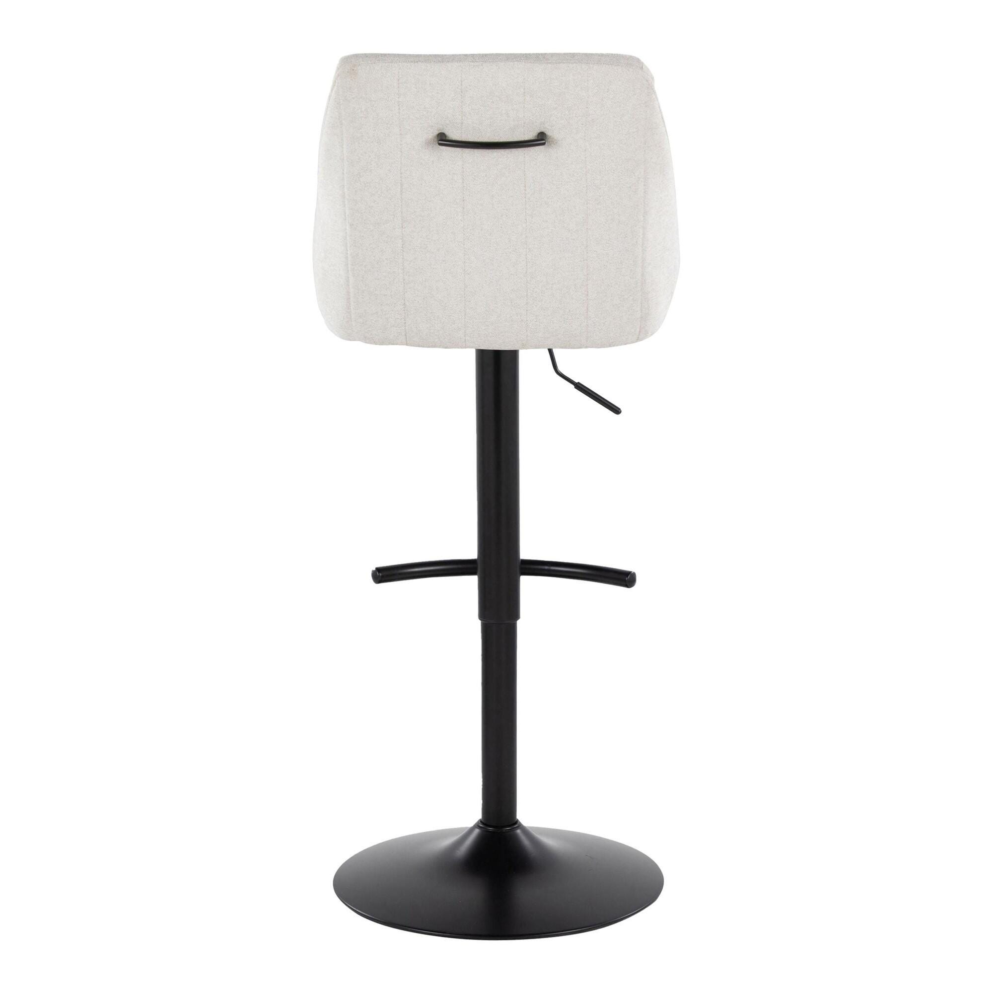 LumiSource Hannah Adjustable Height Barstool (Set of 2), Black/Cream, large