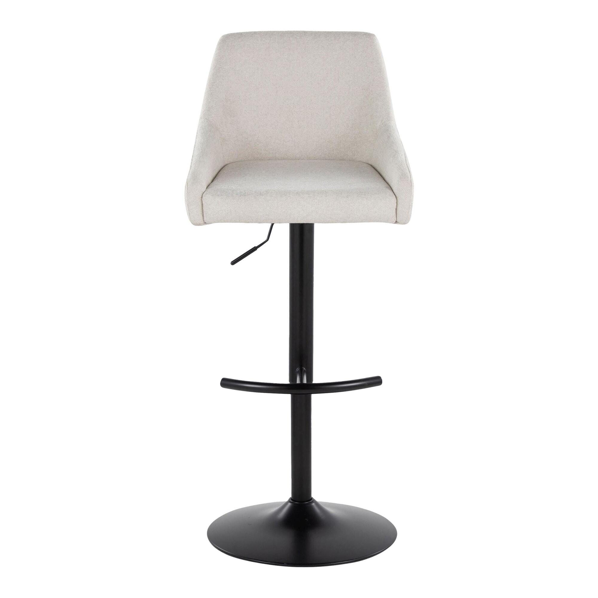 LumiSource Hannah Adjustable Height Barstool (Set of 2), Black/Cream, large