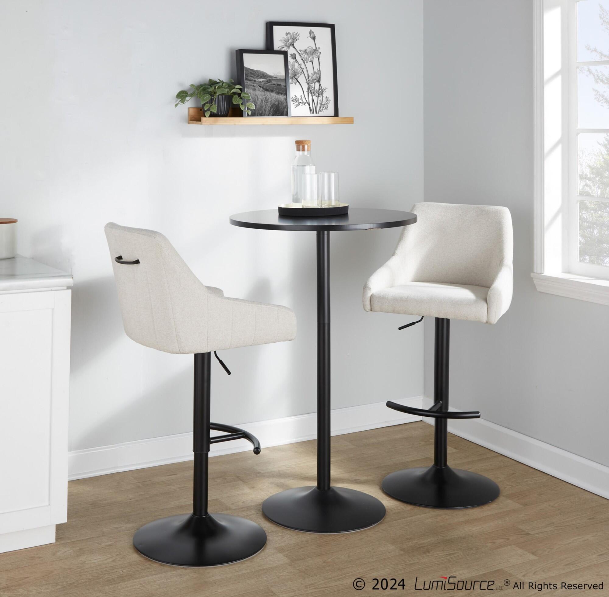 LumiSource Hannah Adjustable Height Barstool (Set of 2), Black/Cream, large
