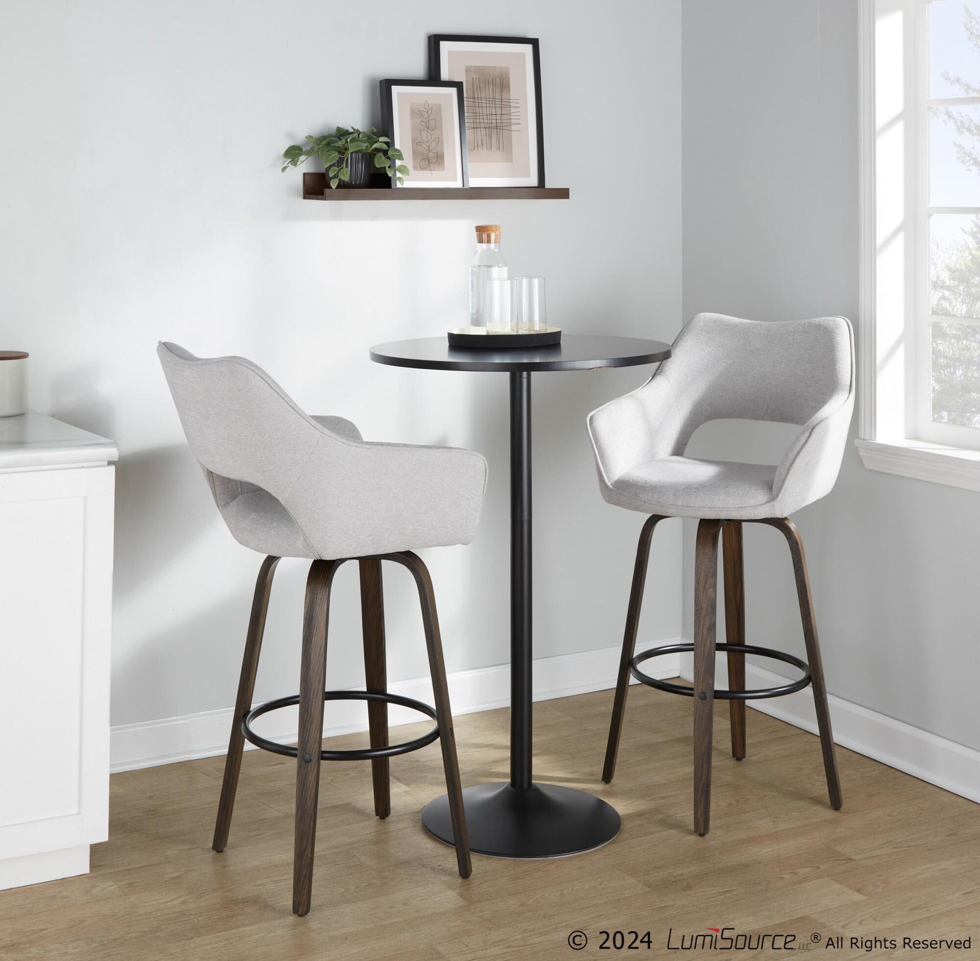 LumiSource Mustang Bar Height Bar Stool (Set of 2), Walnut/Gray, large