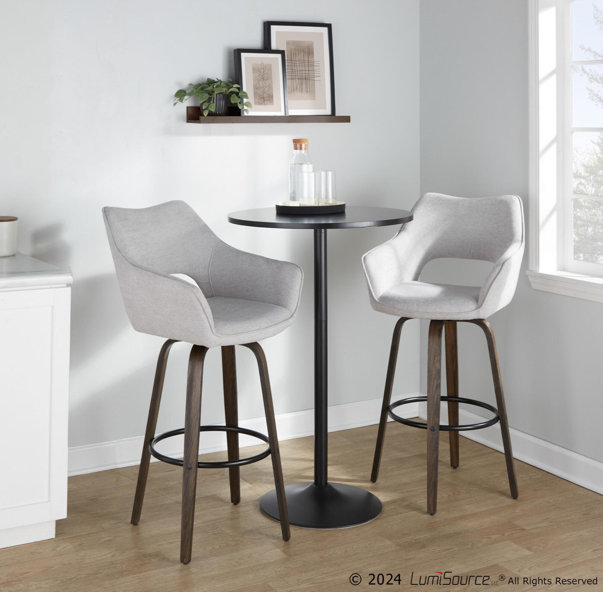 LumiSource Mustang Bar Height Bar Stool (Set of 2), Walnut/Gray, large