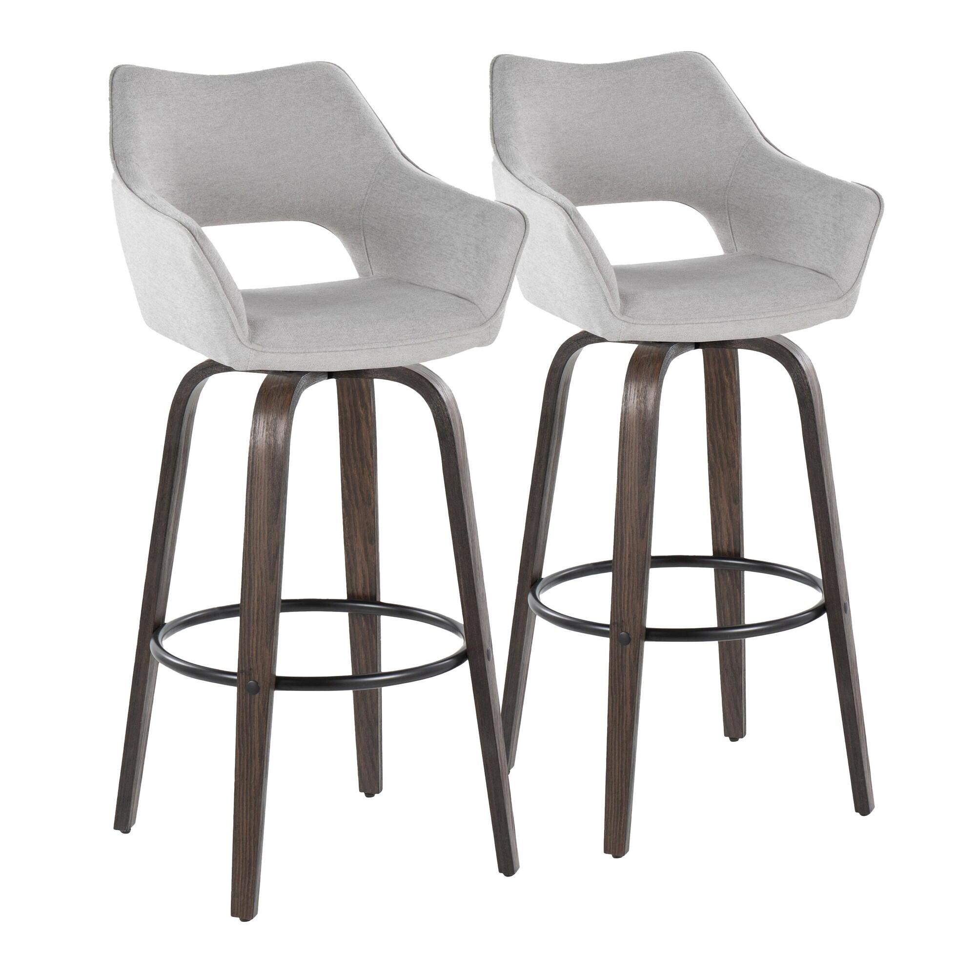 LumiSource Mustang Bar Height Bar Stool (Set of 2), Walnut/Gray, large