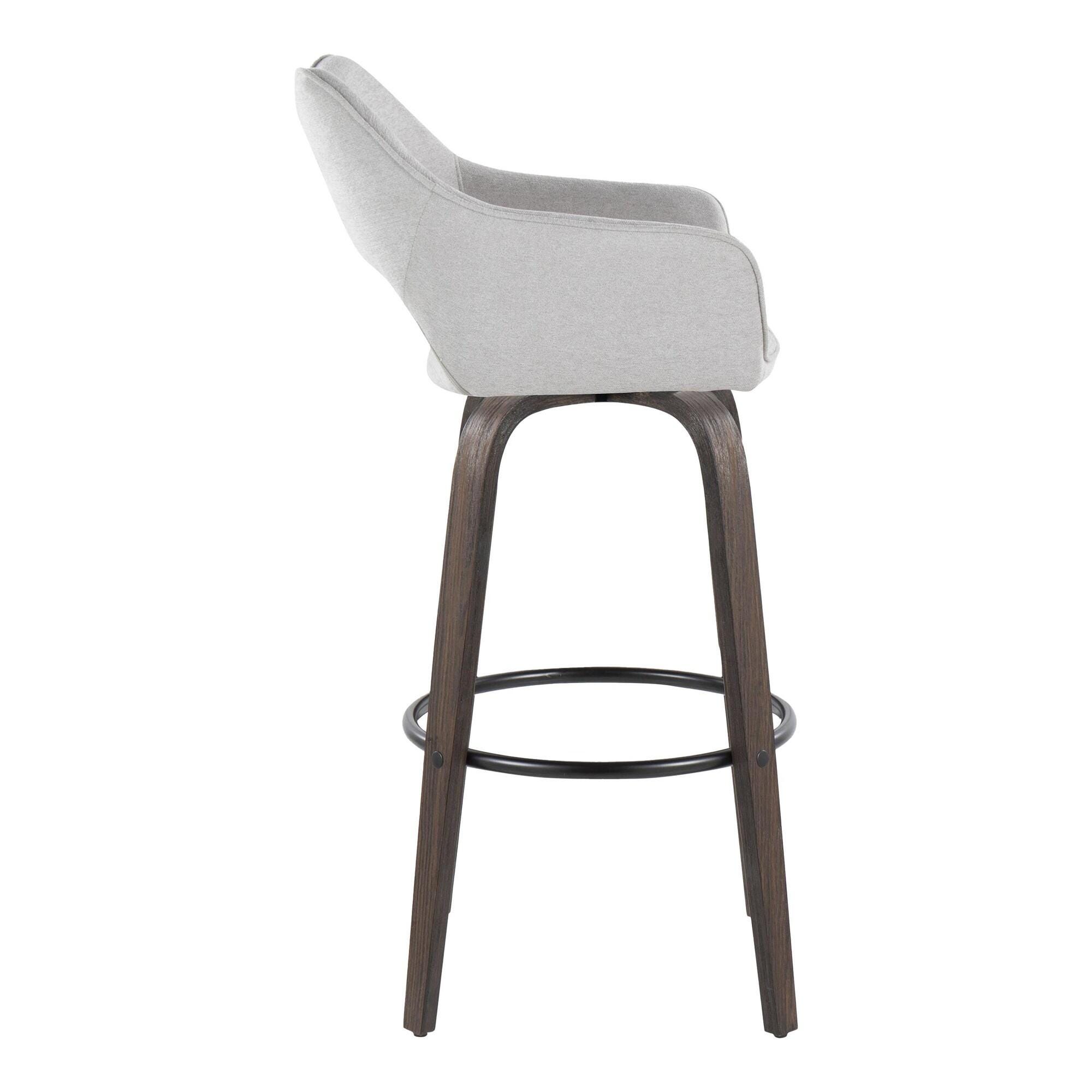LumiSource Mustang Bar Height Bar Stool (Set of 2), Walnut/Gray, large