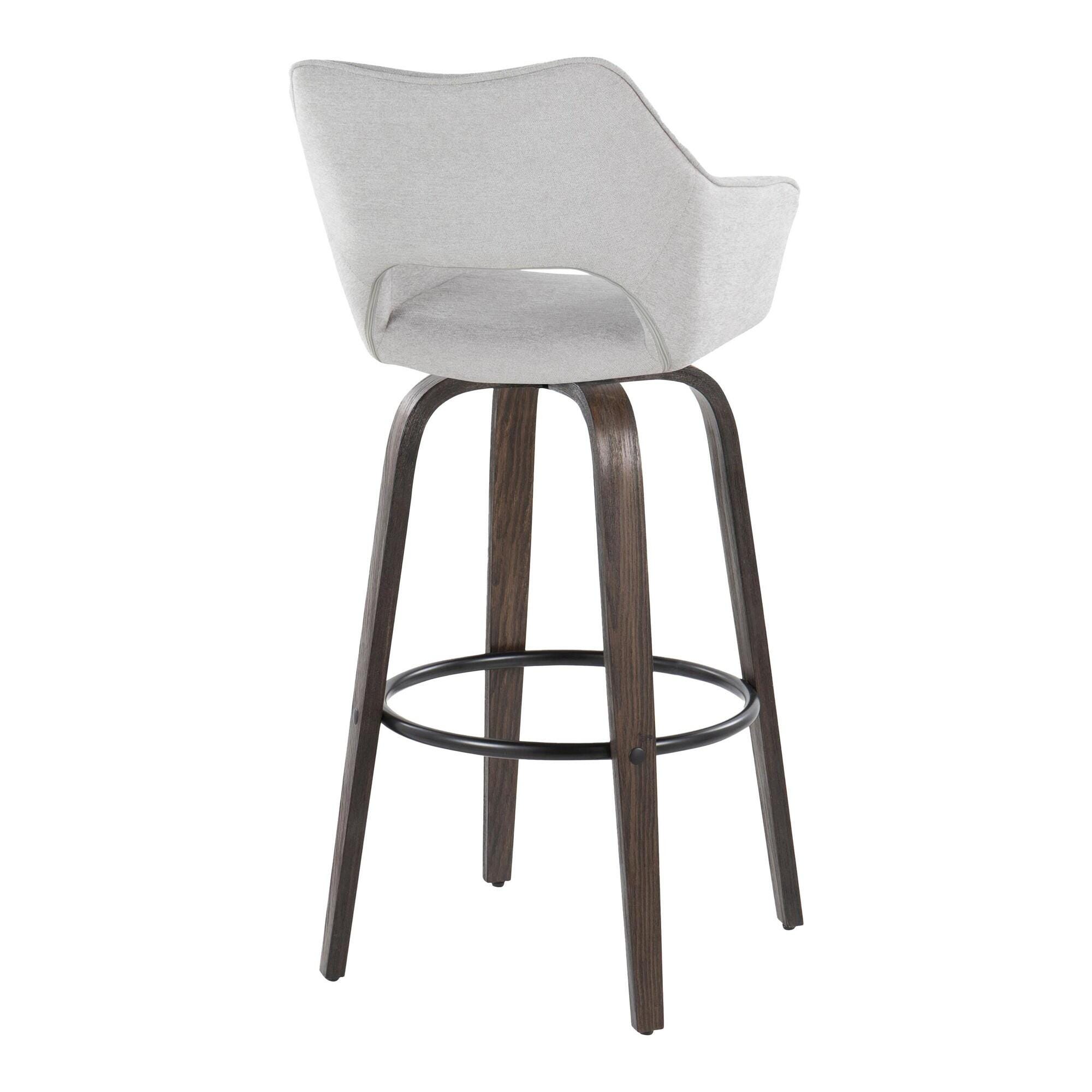 LumiSource Mustang Bar Height Bar Stool (Set of 2), Walnut/Gray, large