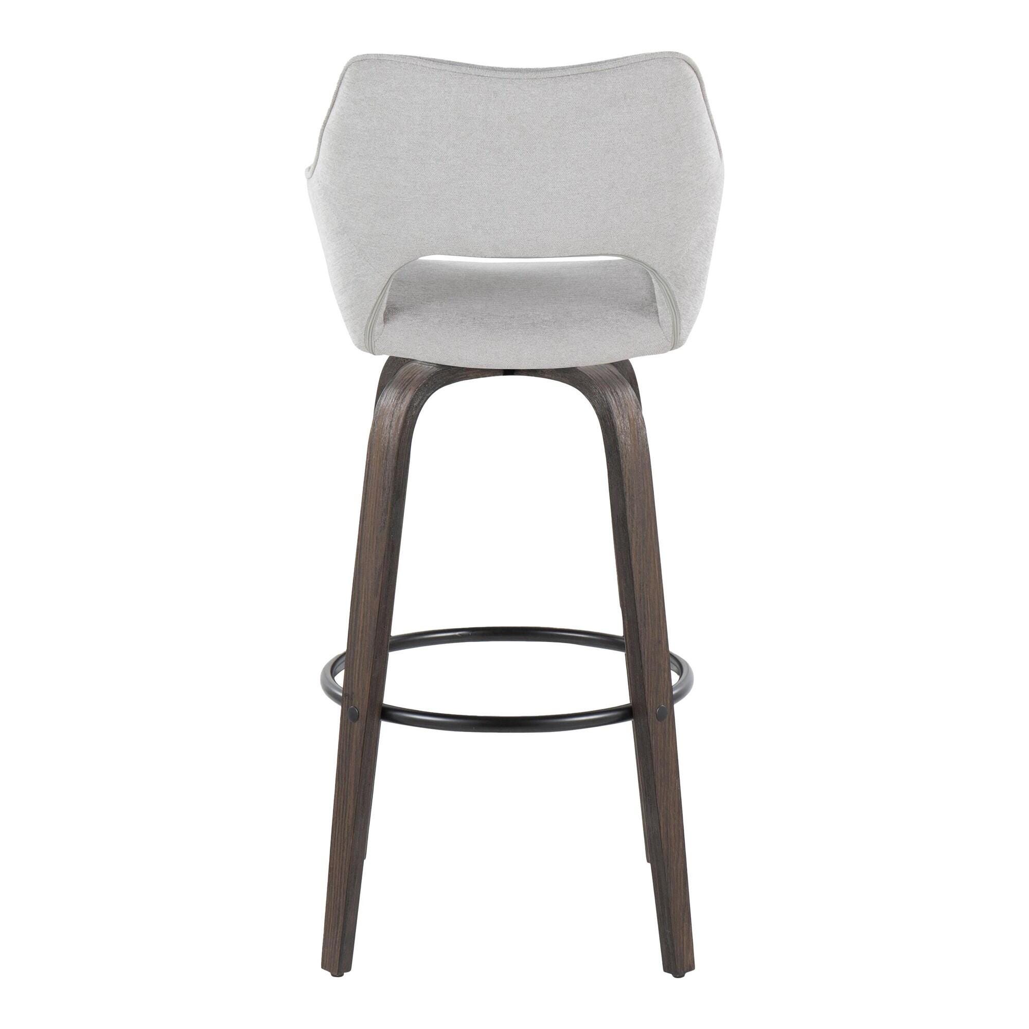 LumiSource Mustang Bar Height Bar Stool (Set of 2), Walnut/Gray, large