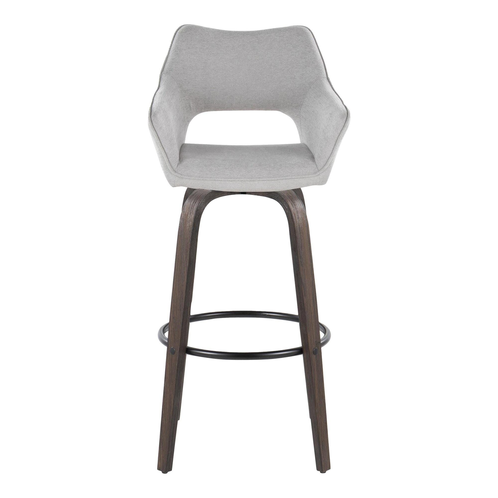 LumiSource Mustang Bar Height Bar Stool (Set of 2), Walnut/Gray, large