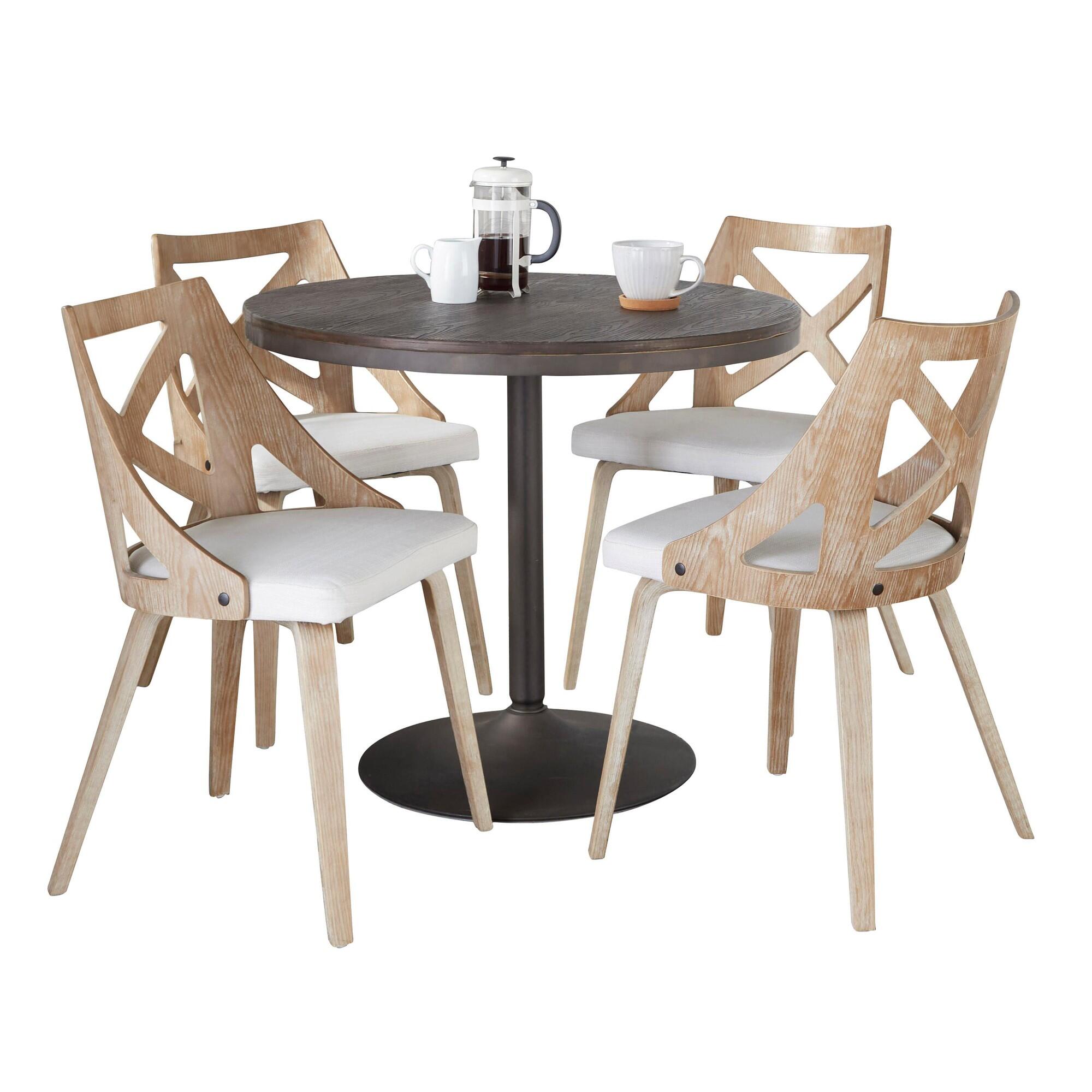 LumiSource Dakota Charlotte Dining Table and 4 Chairs, Cream/Espresso, large