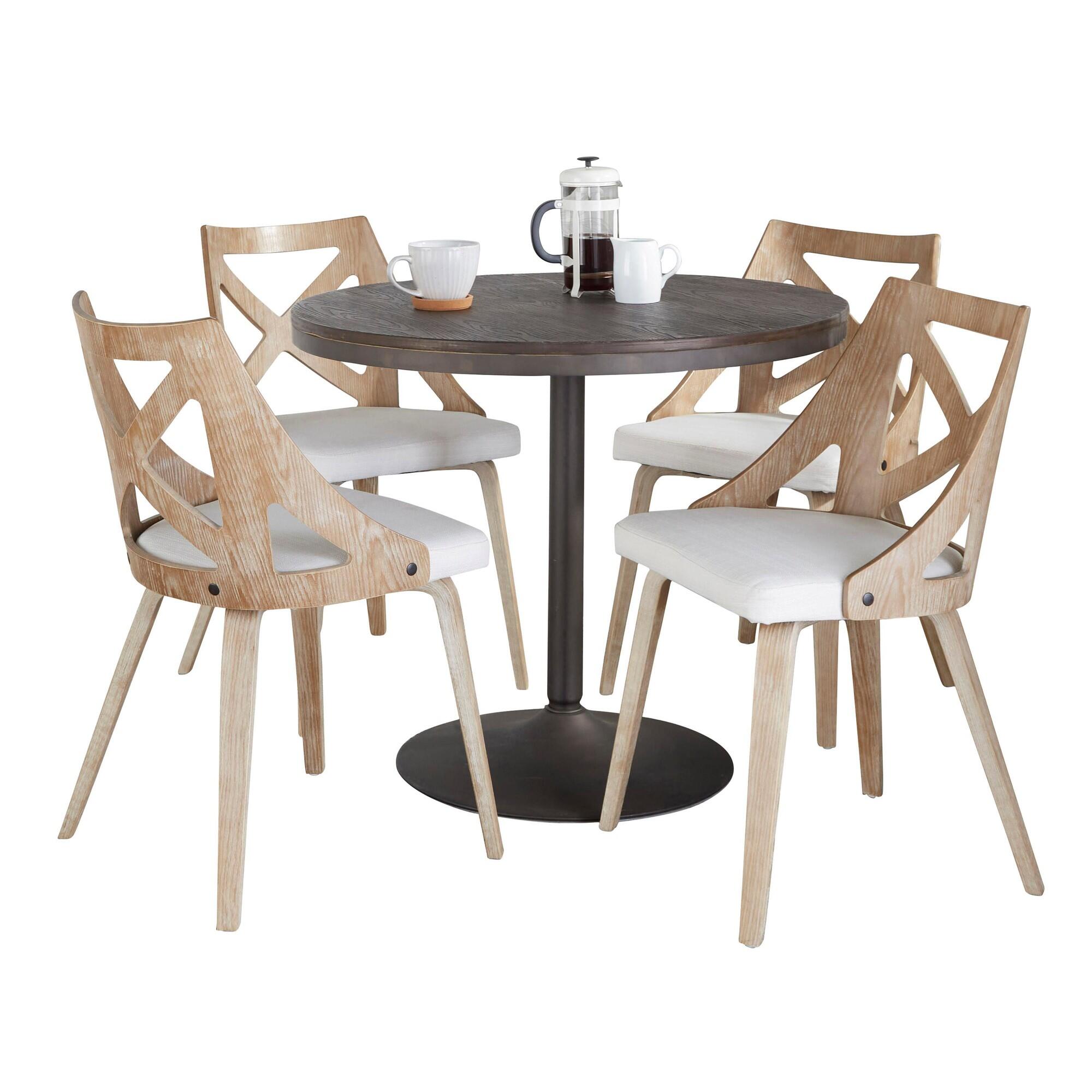 LumiSource Dakota Charlotte Dining Table and 4 Chairs, Cream/Espresso, large