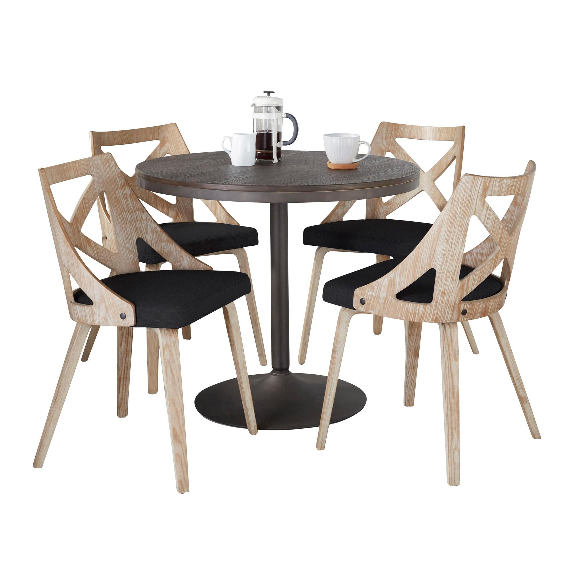 LumiSource Dakota Charlotte Dining Table and 4 Chairs, Charcoal/Espresso, large