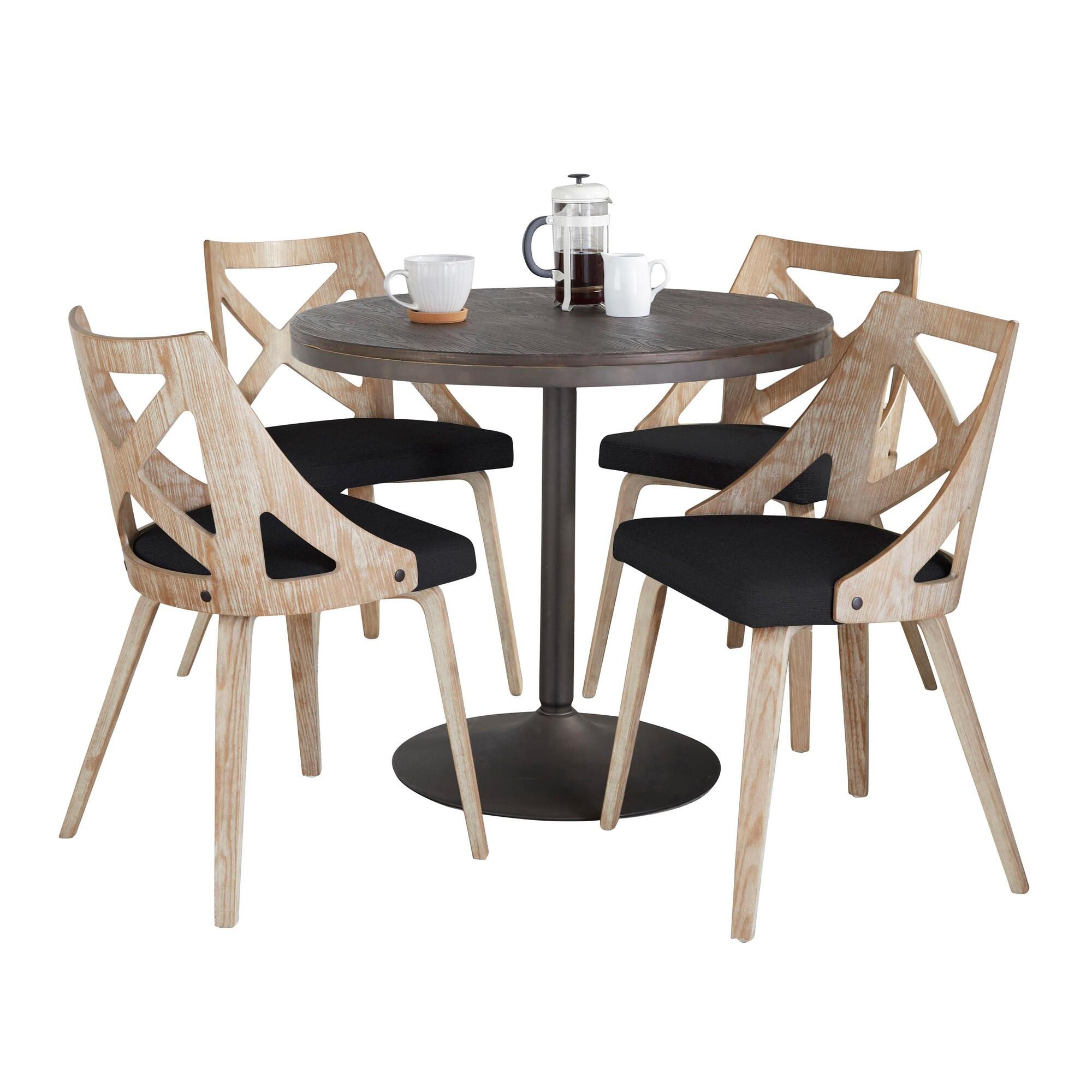 LumiSource Dakota Charlotte Dining Table and 4 Chairs, Charcoal/Espresso, large