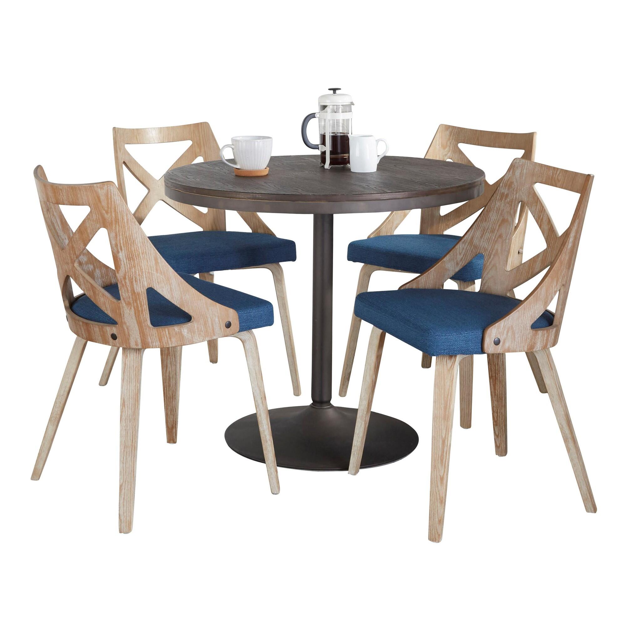 LumiSource Dakota Charlotte Dining Table and 4 Chairs, Blue/Espresso, large