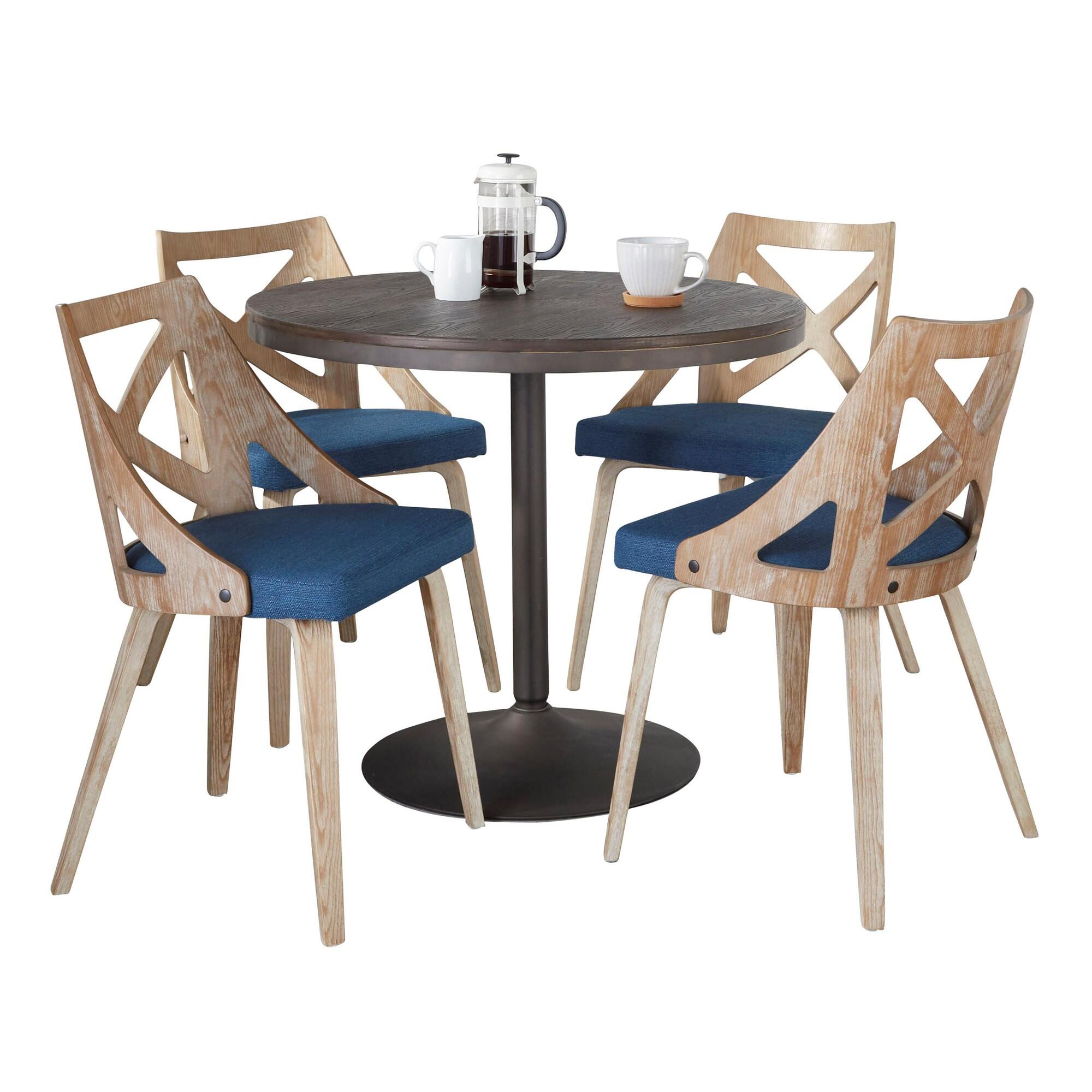 LumiSource Dakota Charlotte Dining Table and 4 Chairs, Blue/Espresso, large