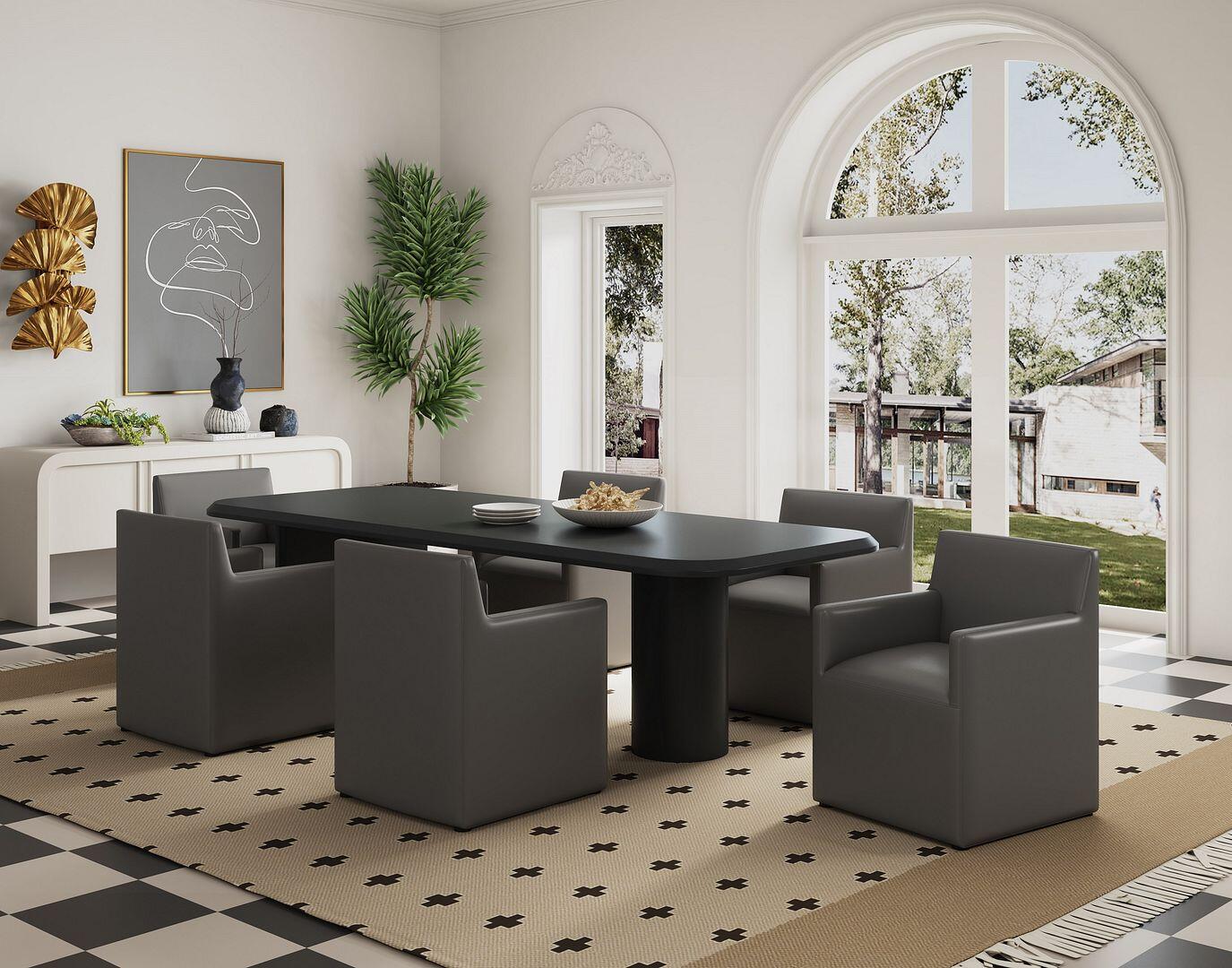 Manhattan Comfort Anna Upholstered Dining Armchair (Set of 2), Pewter, large
