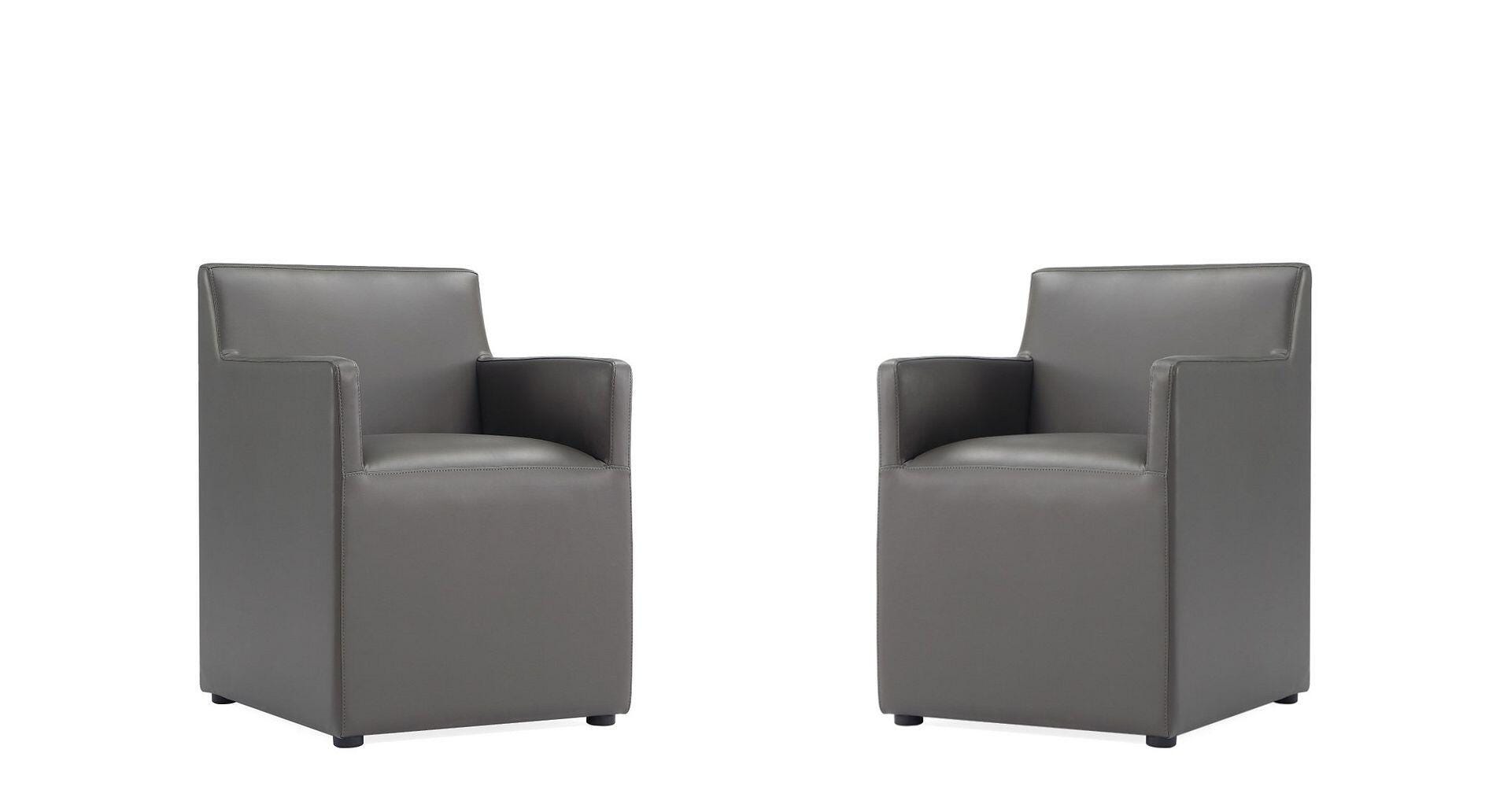 Manhattan Comfort Anna Upholstered Dining Armchair (Set of 2), Pewter, large
