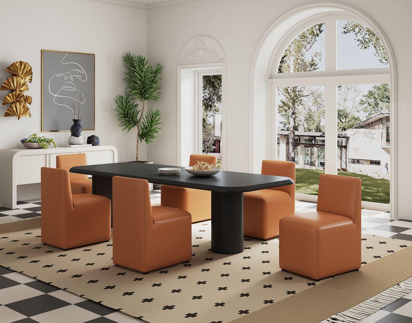 Manhattan Comfort Anna Upholstered Dining Chair (Set of 2), Saddle, rollover