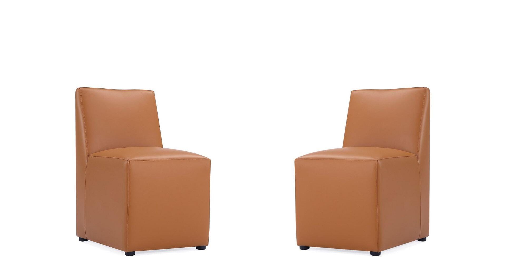 Manhattan Comfort Anna Upholstered Dining Chair (Set of 2), Saddle, large