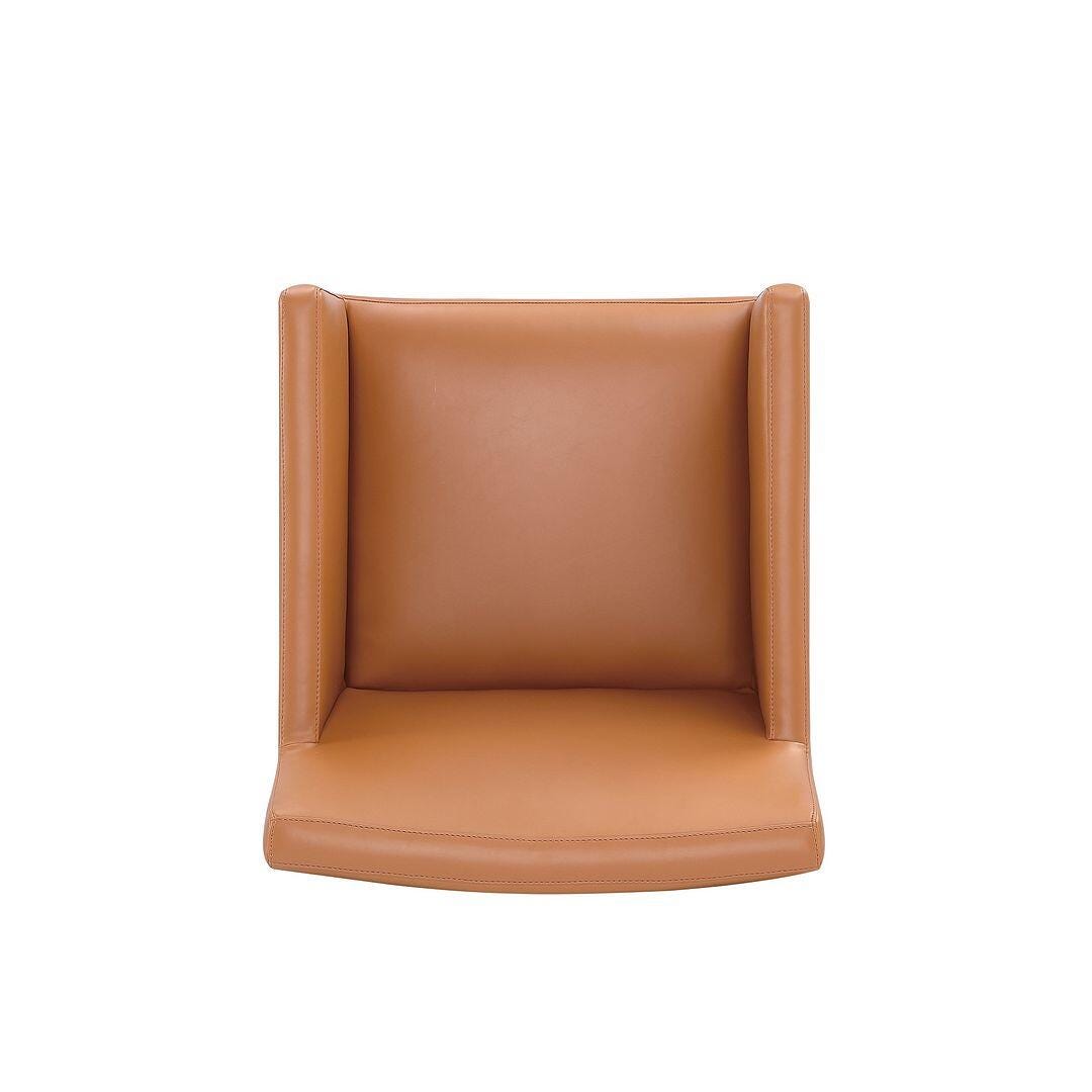 Manhattan Comfort Anna Upholstered Dining Armchair (Set of 2), Saddle, large