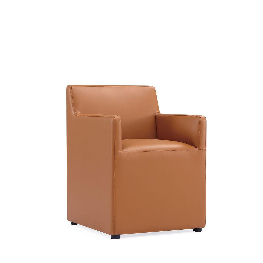 Manhattan Comfort Anna Upholstered Dining Armchair (Set of 2), Saddle, large