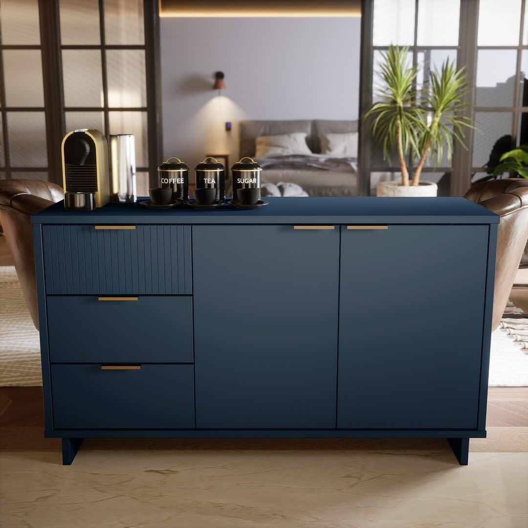 Manhattan Comfort Granville Sideboard, Midnight Blue, rollover