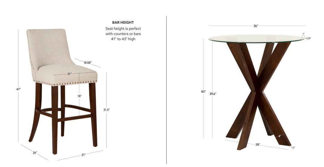 Linon Gentry Bar Height Dining Table and 2 Bar Stools, , large