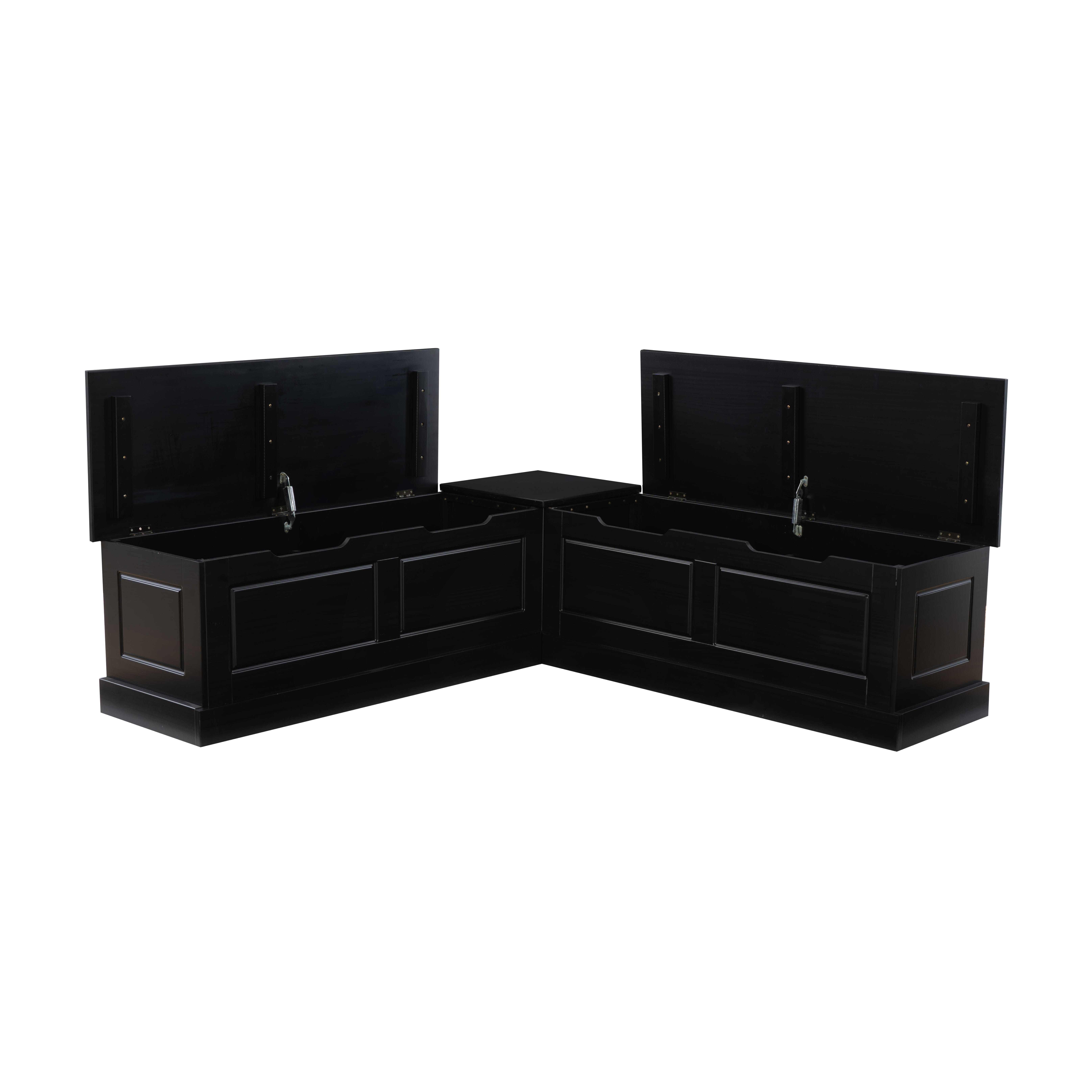 Linon Landin Breakfast Nook with Cushion Set, Black, large
