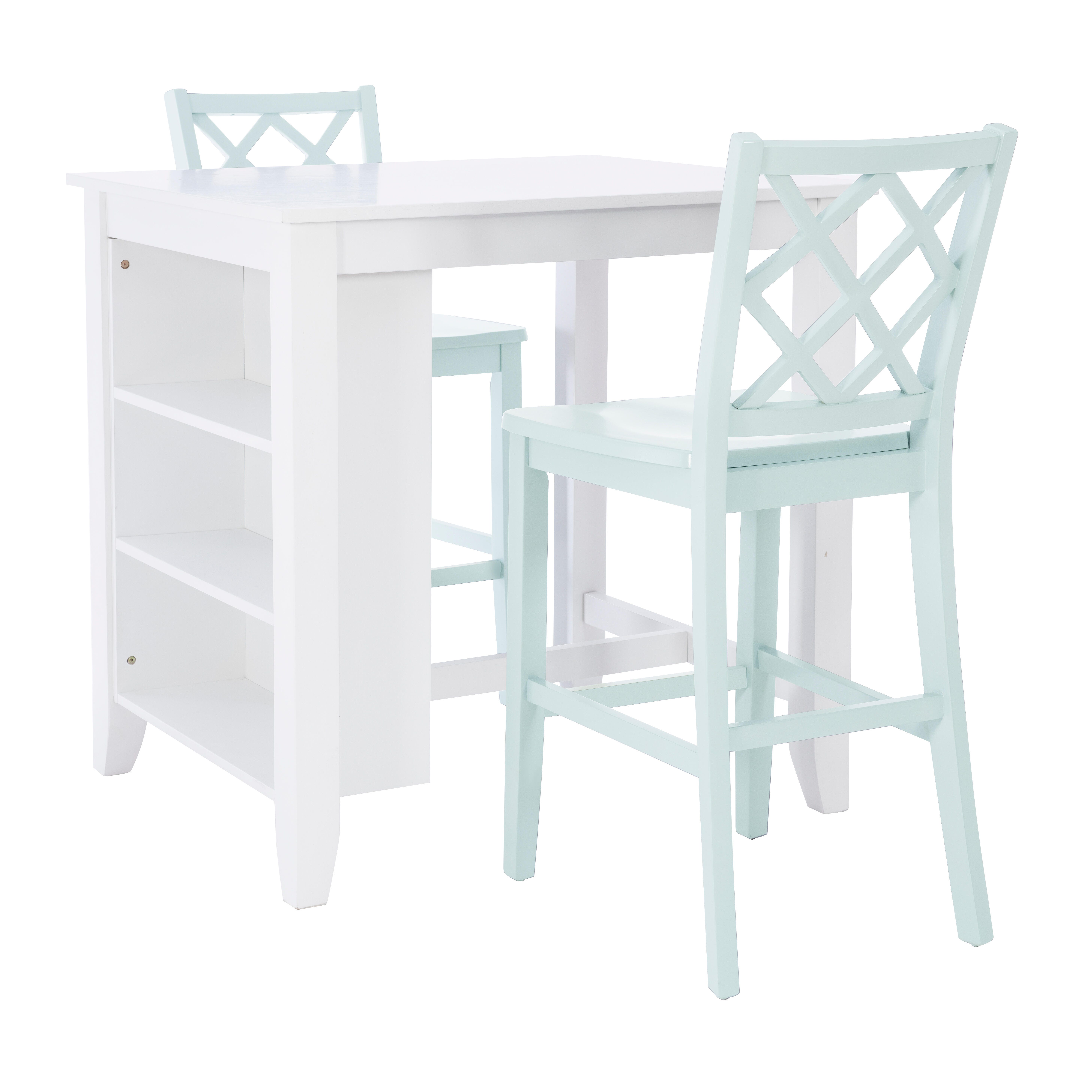 Linon Kolt Counter Height Dining Table and 2 Barstools, Mint, large