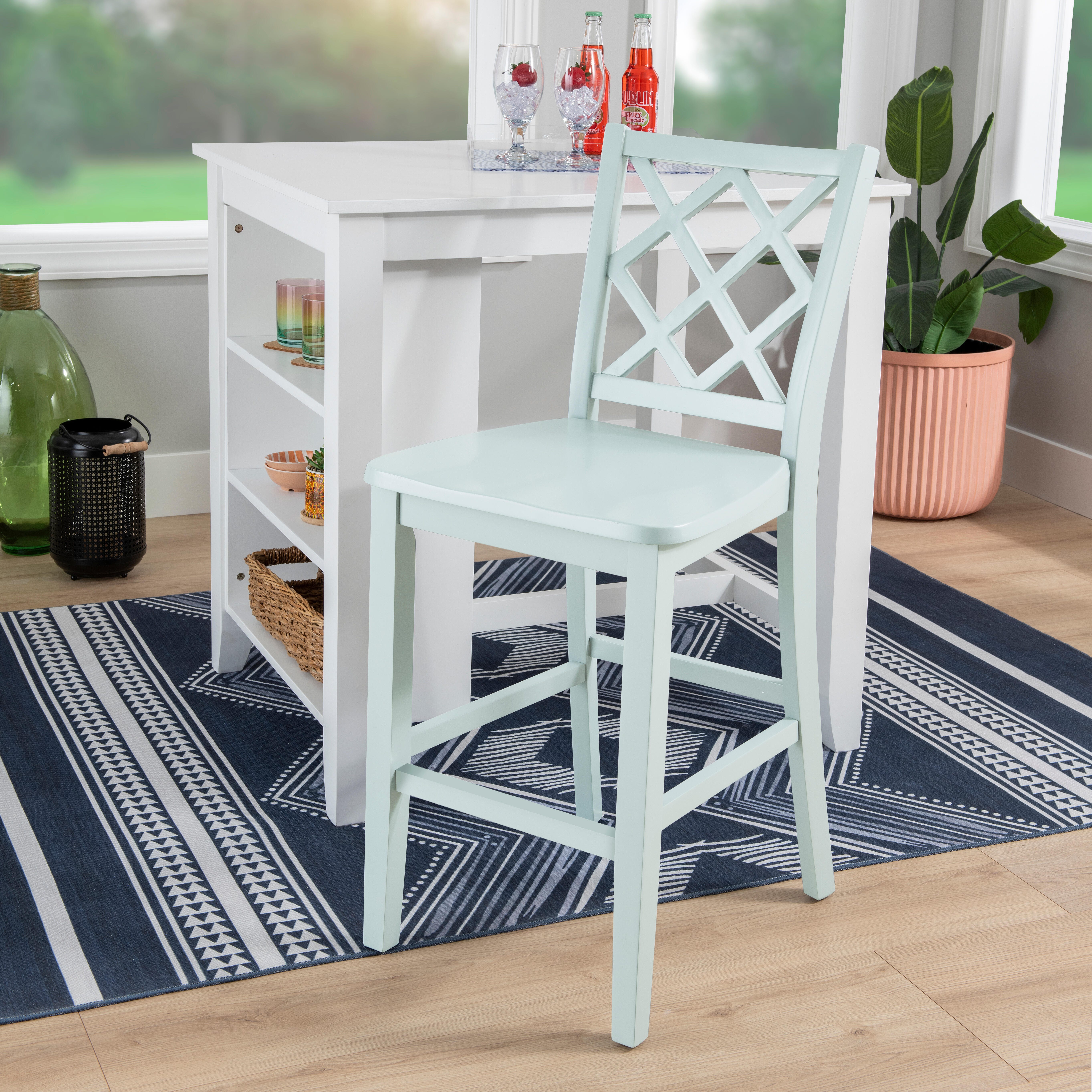 Linon Kolt Counter Height Dining Table and 2 Barstools, Mint, large