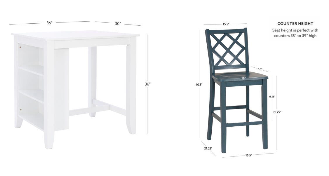 Linon Kolt Counter Height Dining Table and 2 Barstools, Graphite, large