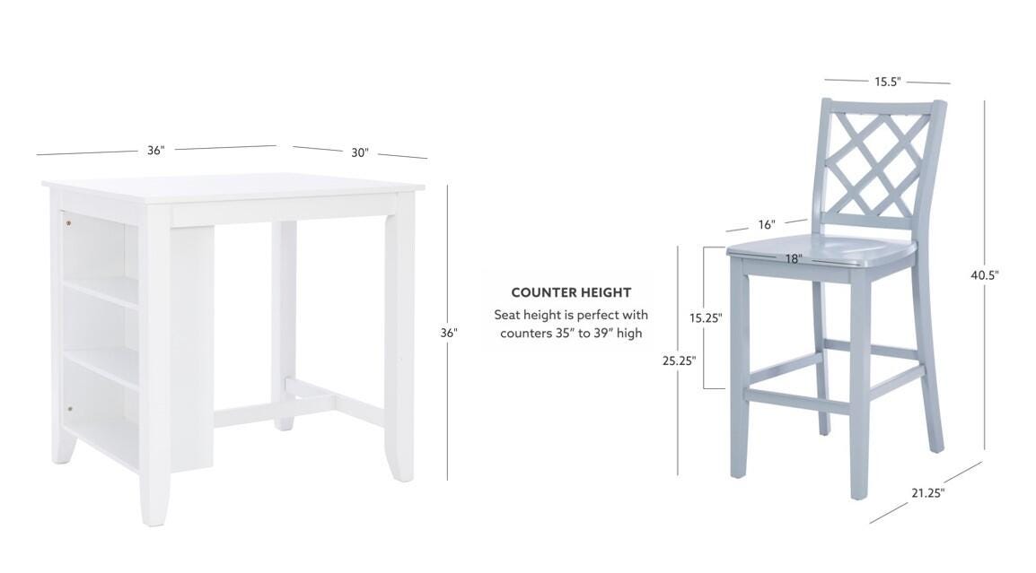 Linon Kolt Counter Height Dining Table and 2 Barstools, Gray, large