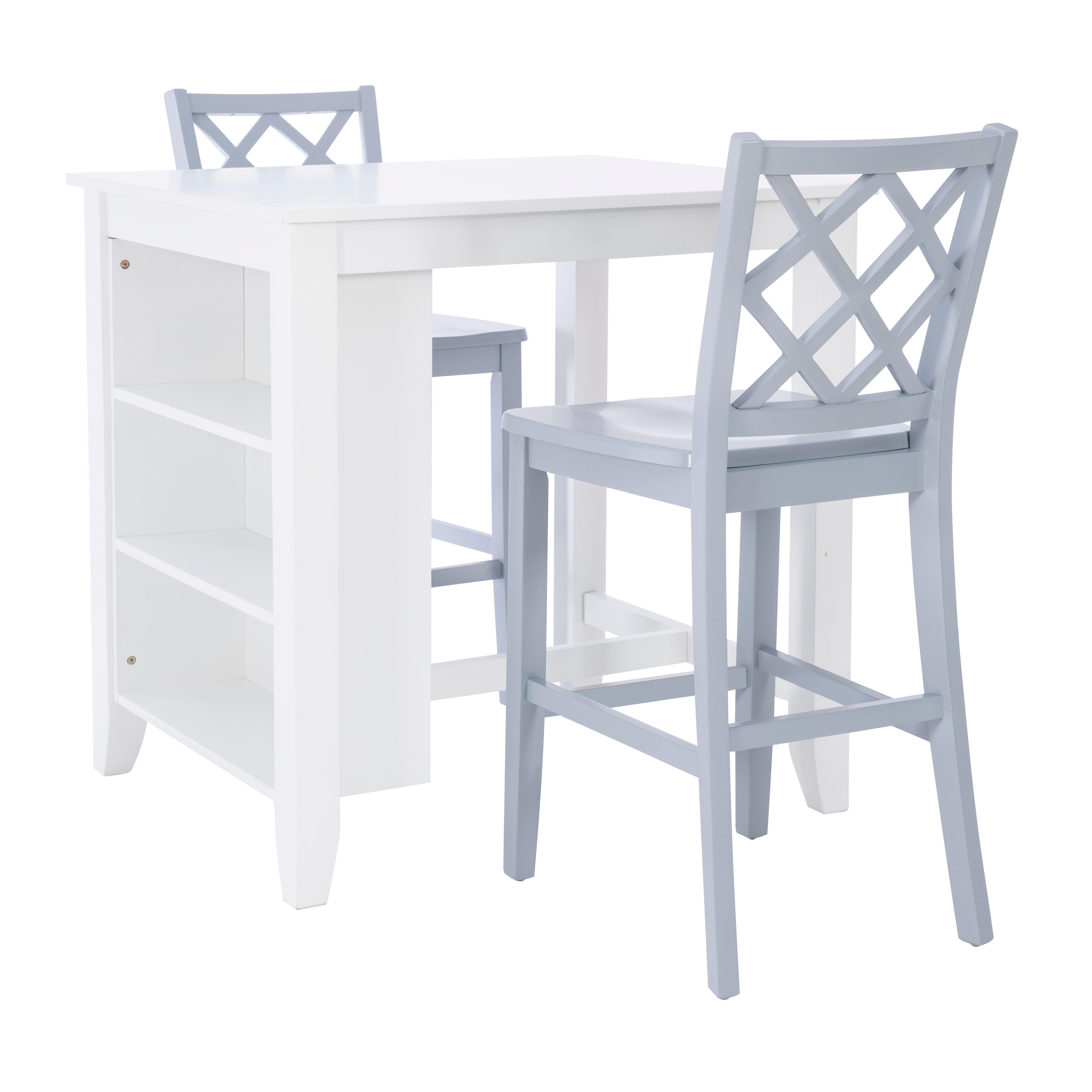 Linon Kolt Counter Height Dining Table and 2 Barstools, Gray, large