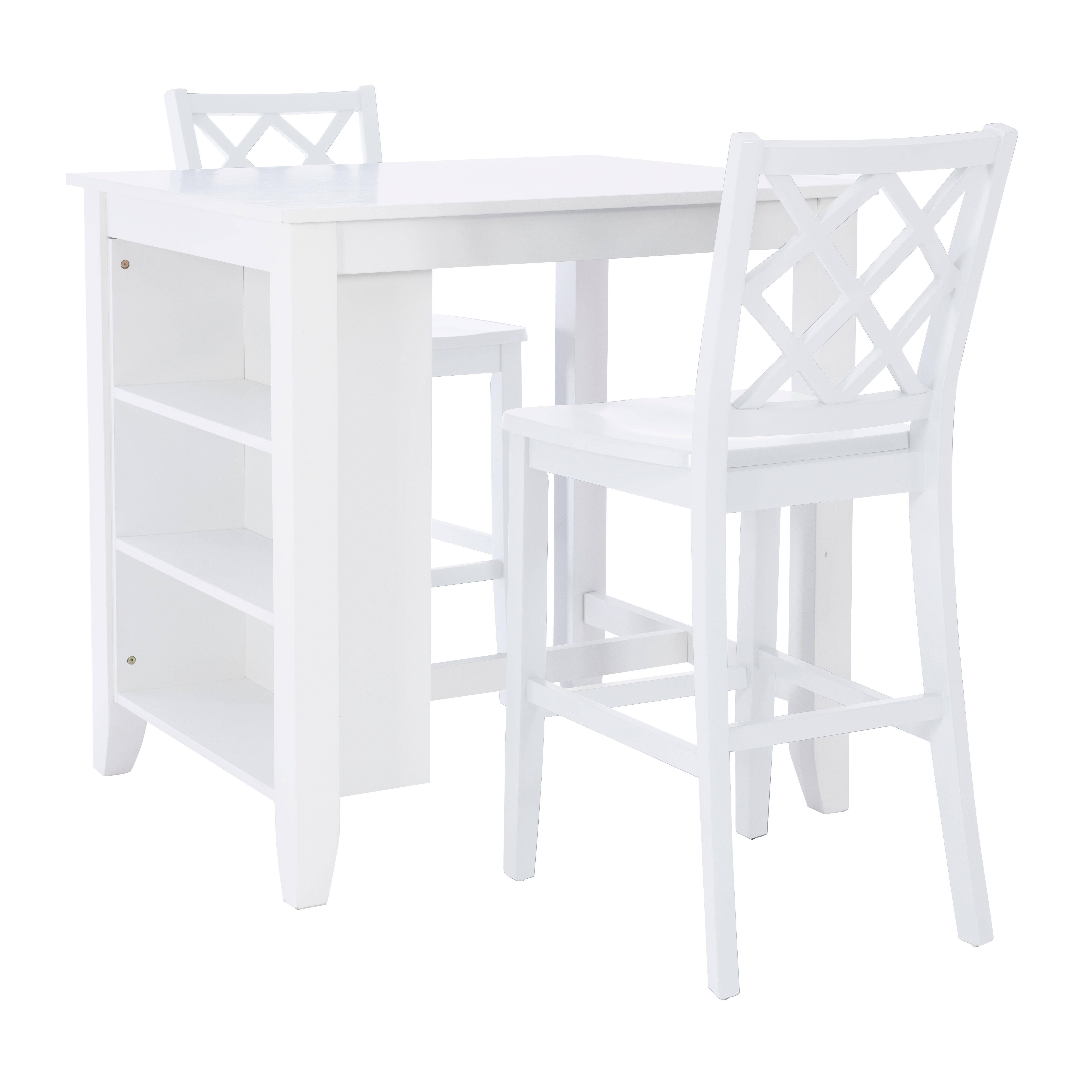Linon Kolt Counter Height Dining Table and 2 Barstools, White, large