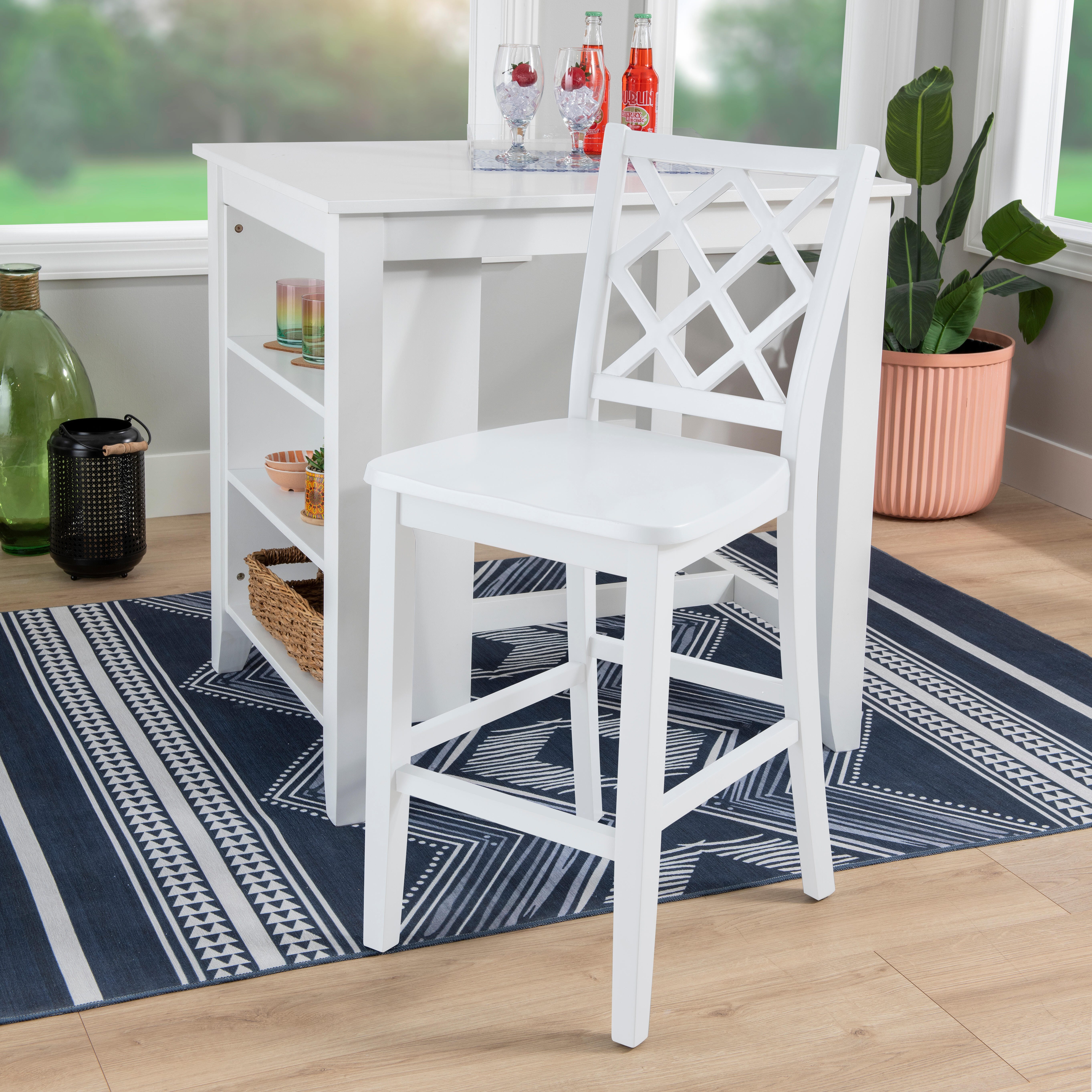 Linon Kolt Counter Height Dining Table and 2 Barstools, White, large