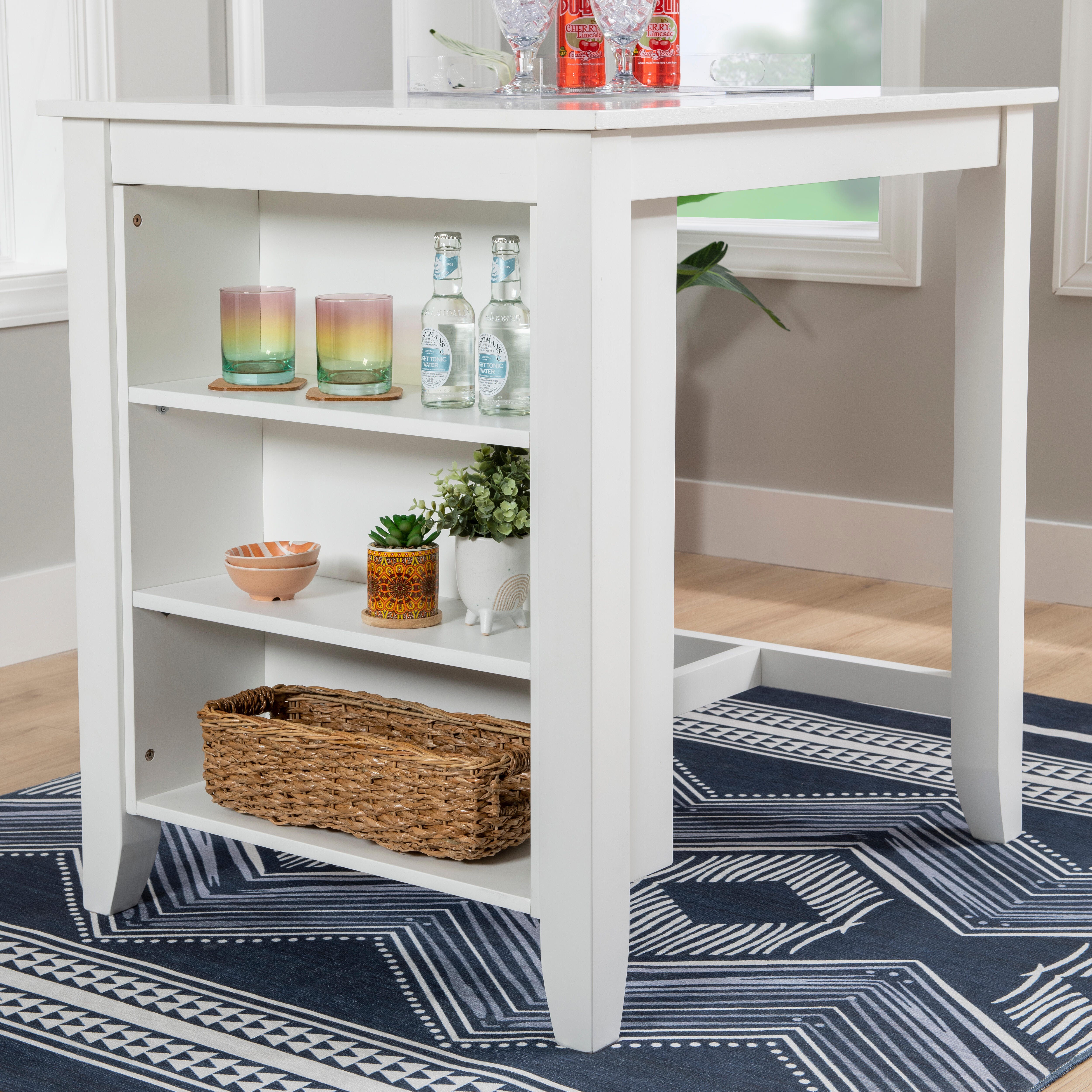 Linon Kolt Counter Height Dining Table and 2 Barstools, White, large