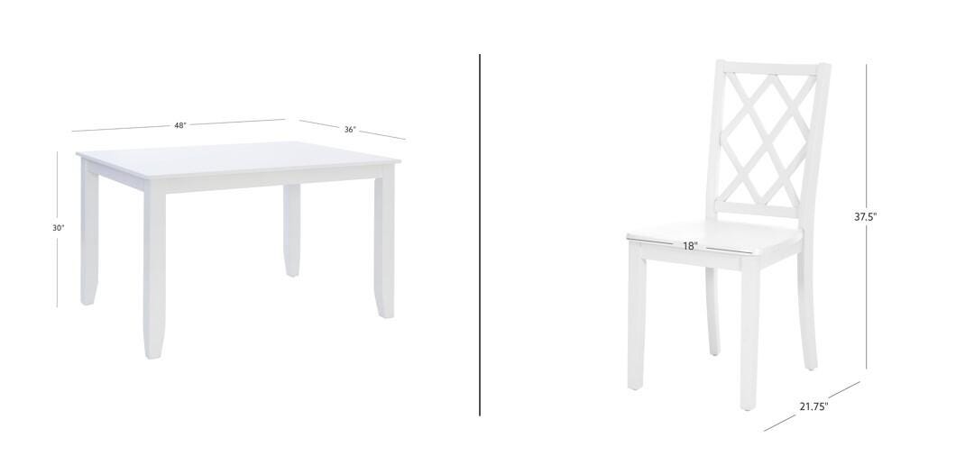 Linon Kolt Rectangular Dining Table and 4 Chairs, White, large