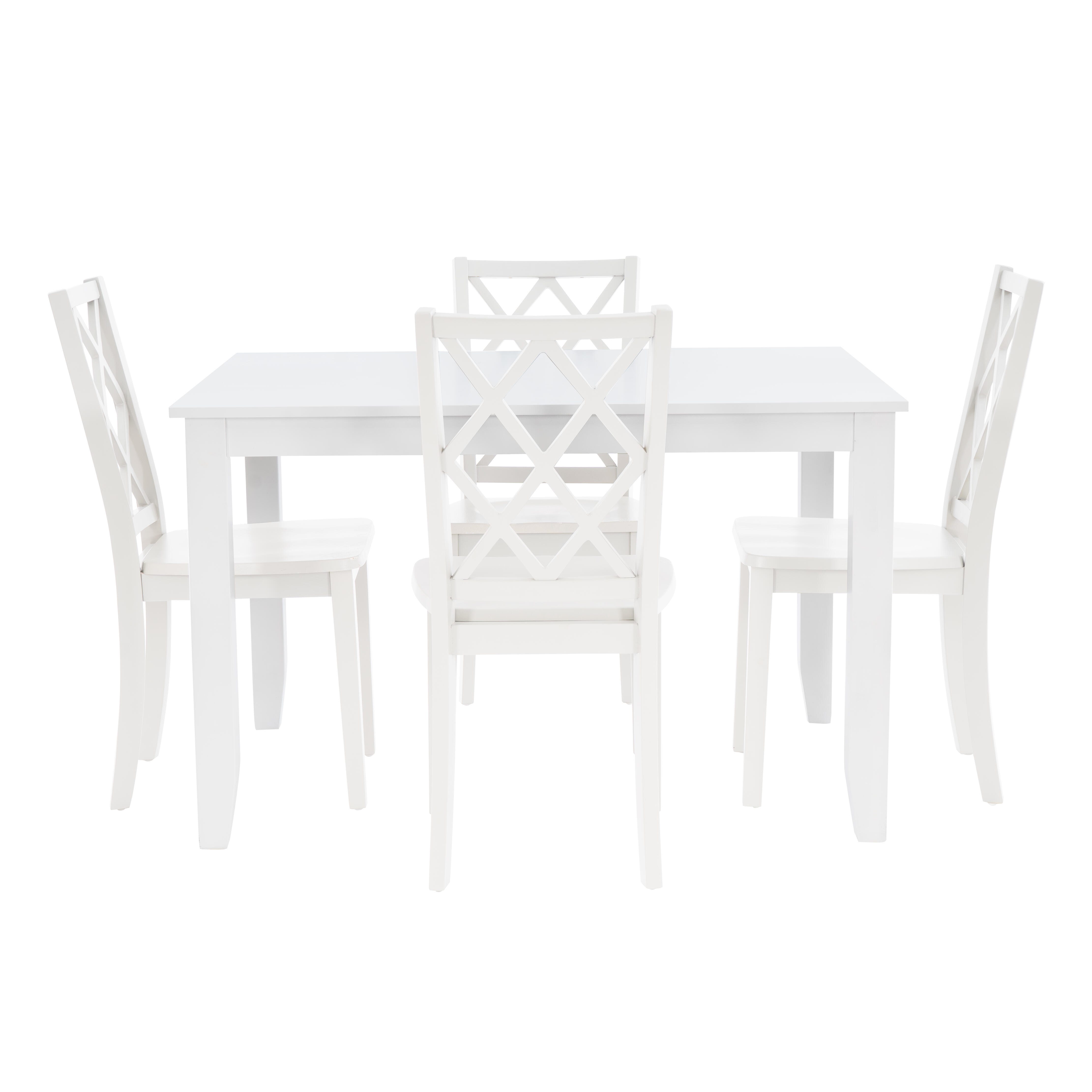 Linon Kolt Rectangular Dining Table and 4 Chairs, White, large
