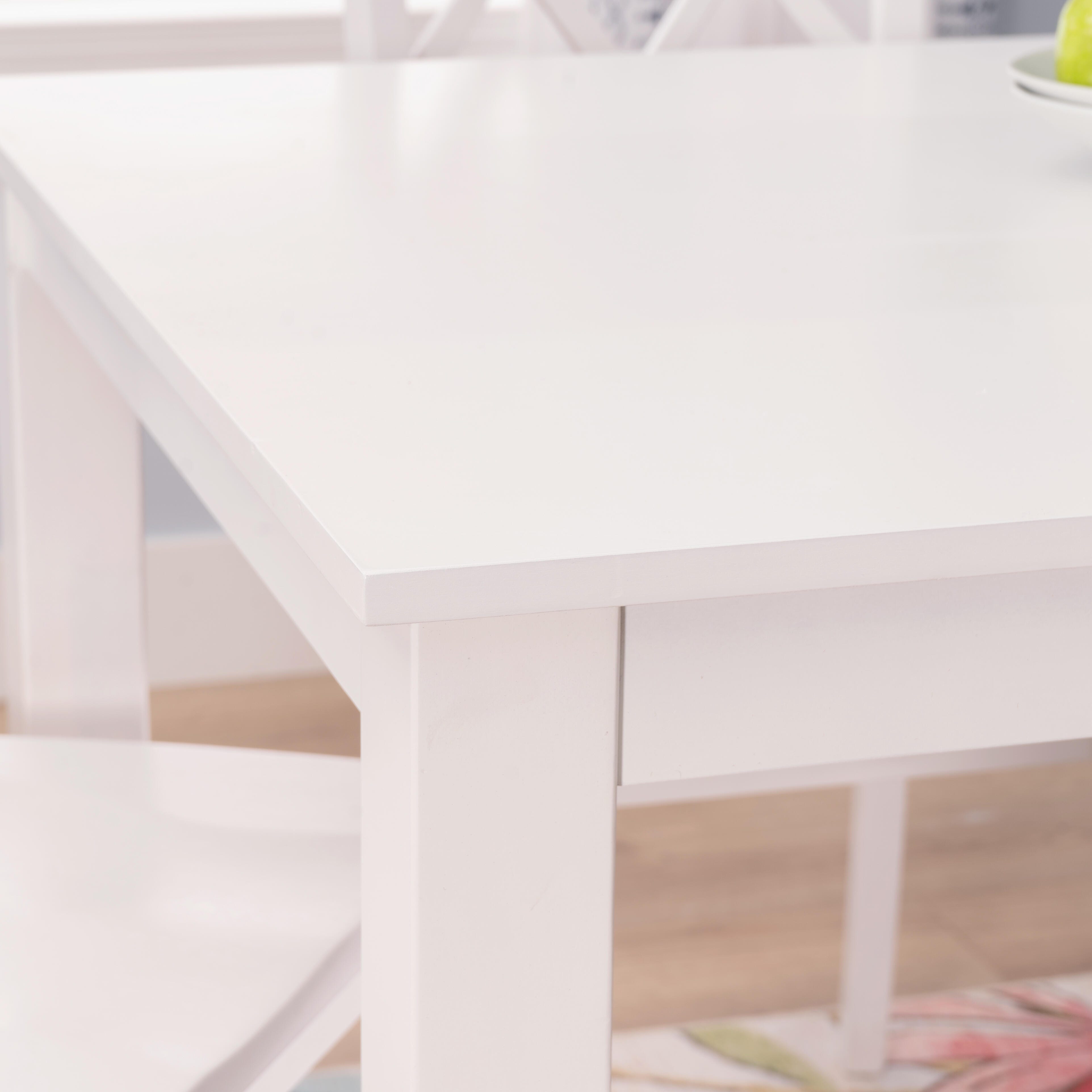 Linon Kolt Rectangular Dining Table and 4 Chairs, White, large