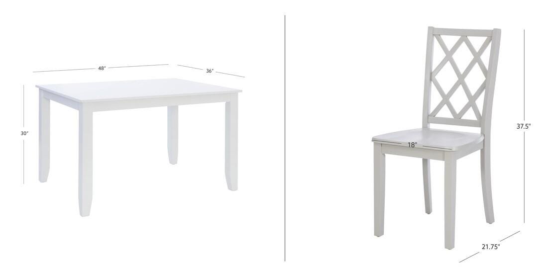 Linon Kolt Rectangular Dining Table and 4 Chairs, Gray, large