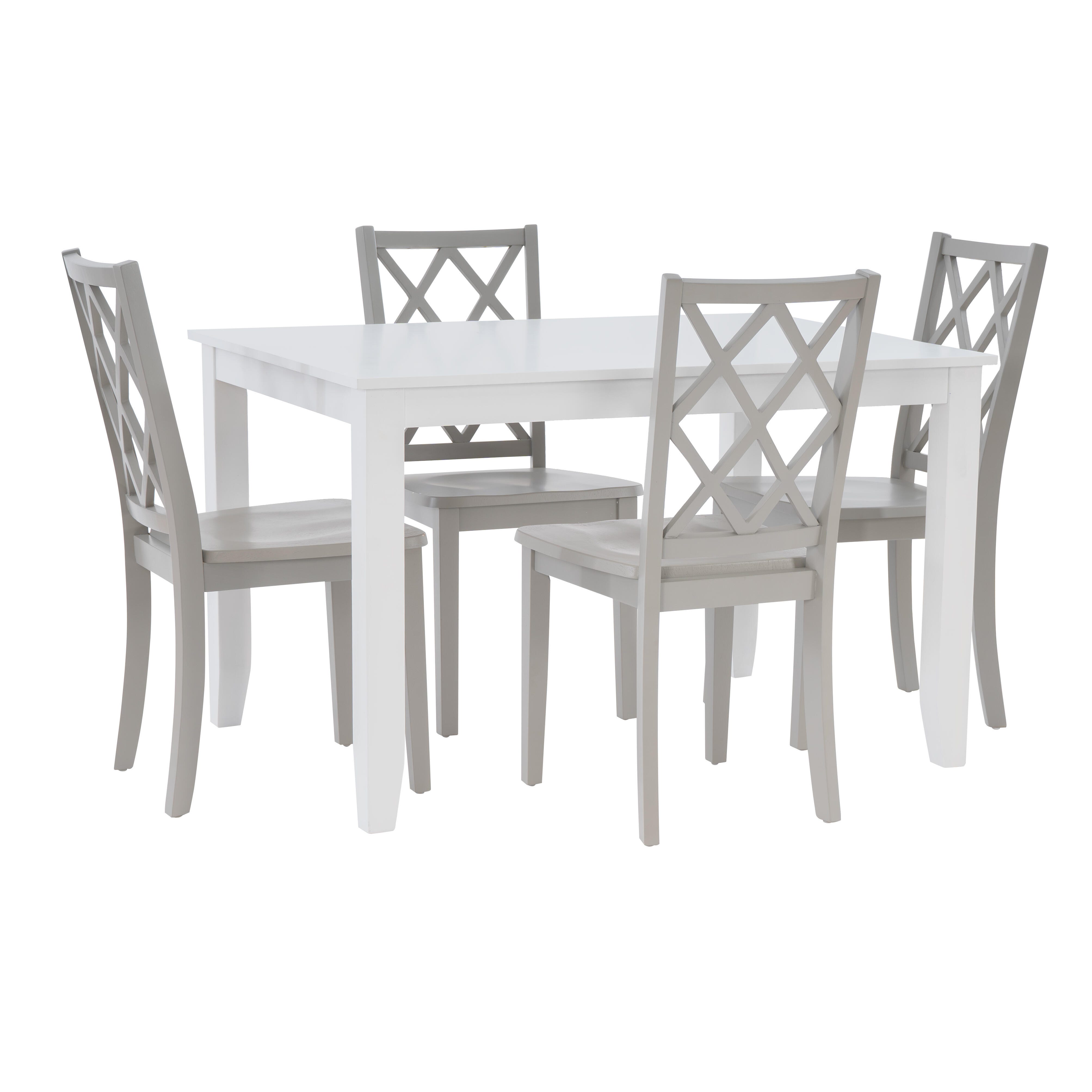 Linon Kolt Rectangular Dining Table and 4 Chairs, Gray, large