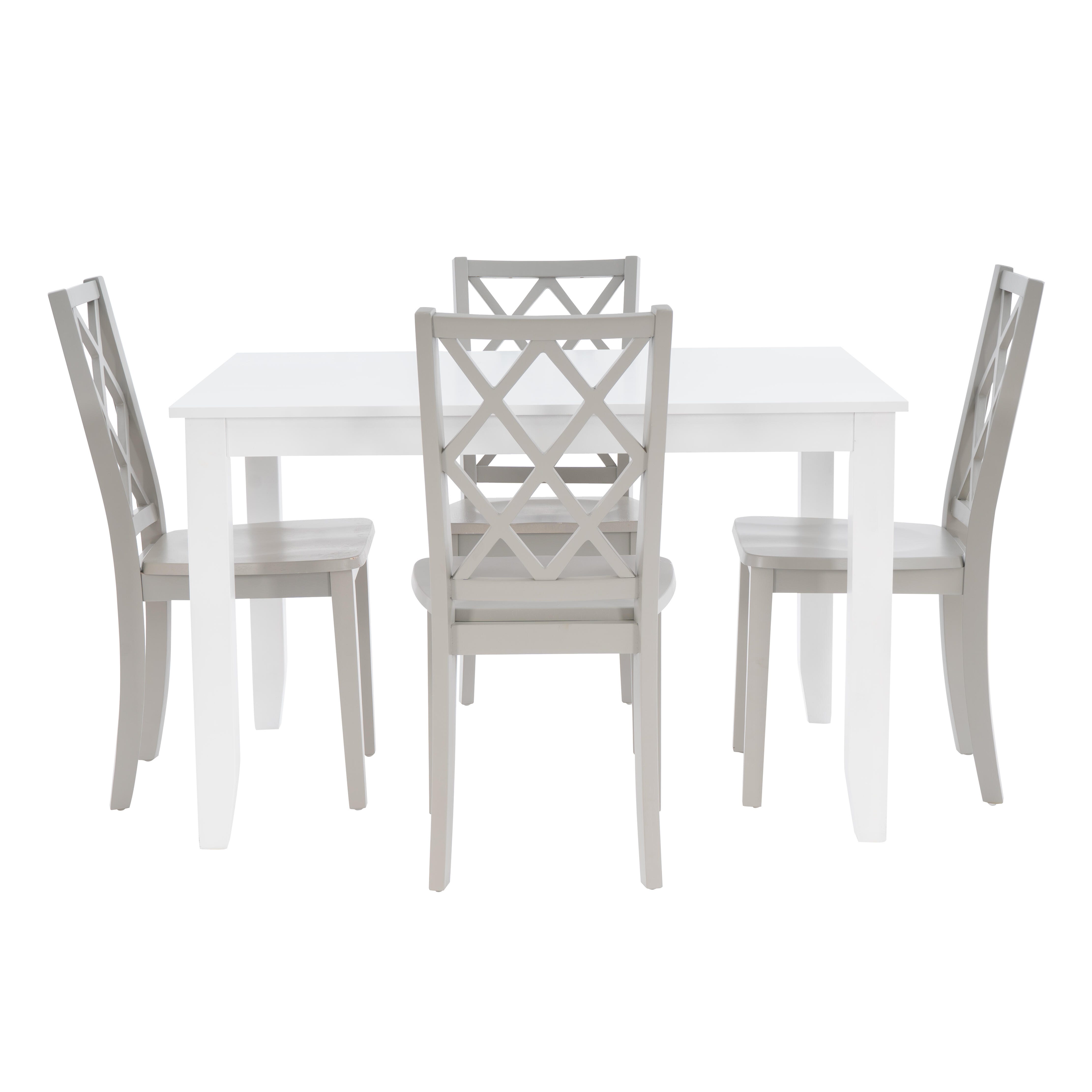 Linon Kolt Rectangular Dining Table and 4 Chairs, Gray, large