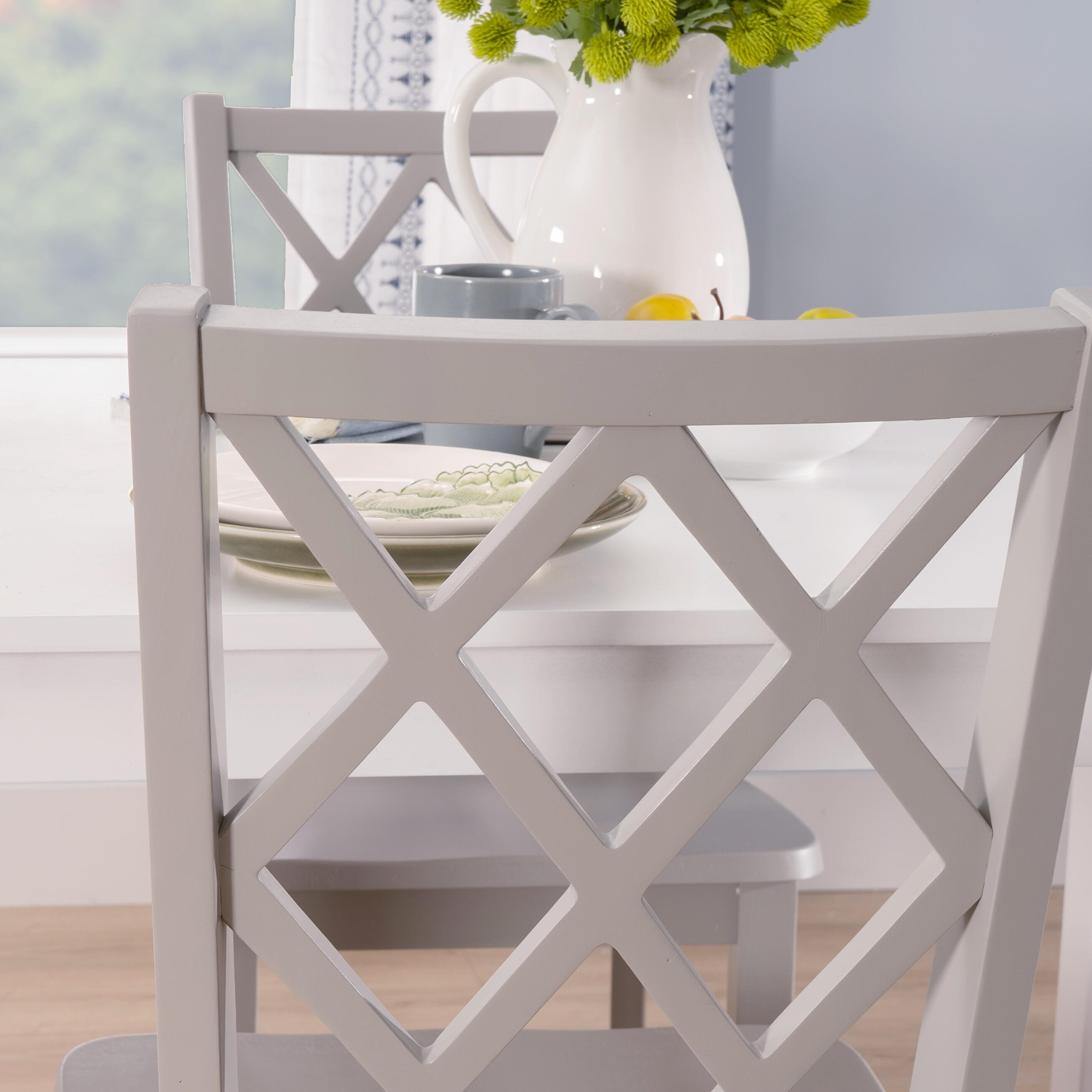 Linon Kolt Rectangular Dining Table and 4 Chairs, Gray, large