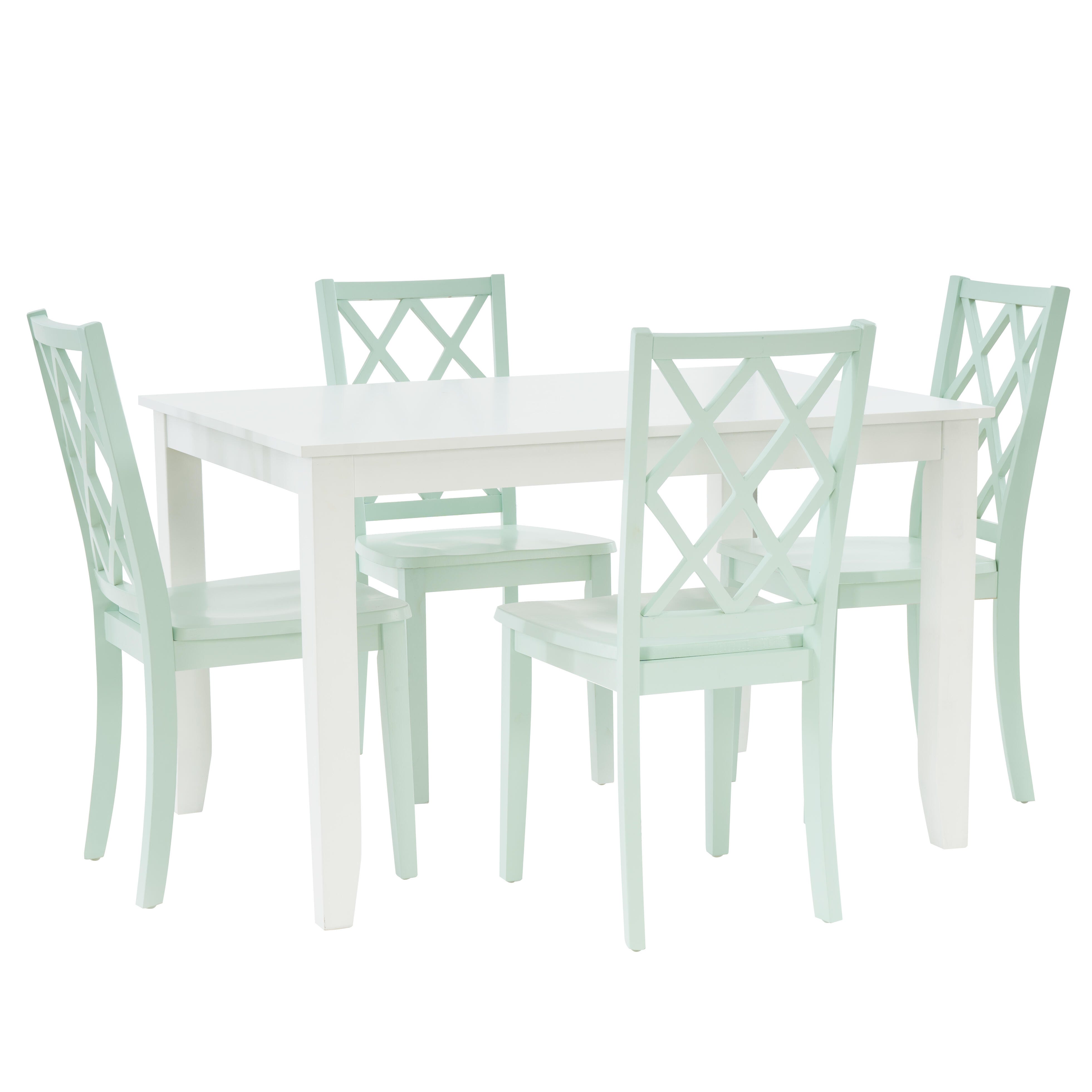 Linon Kolt Rectangular Dining Table and 4 Chairs, Mint, large