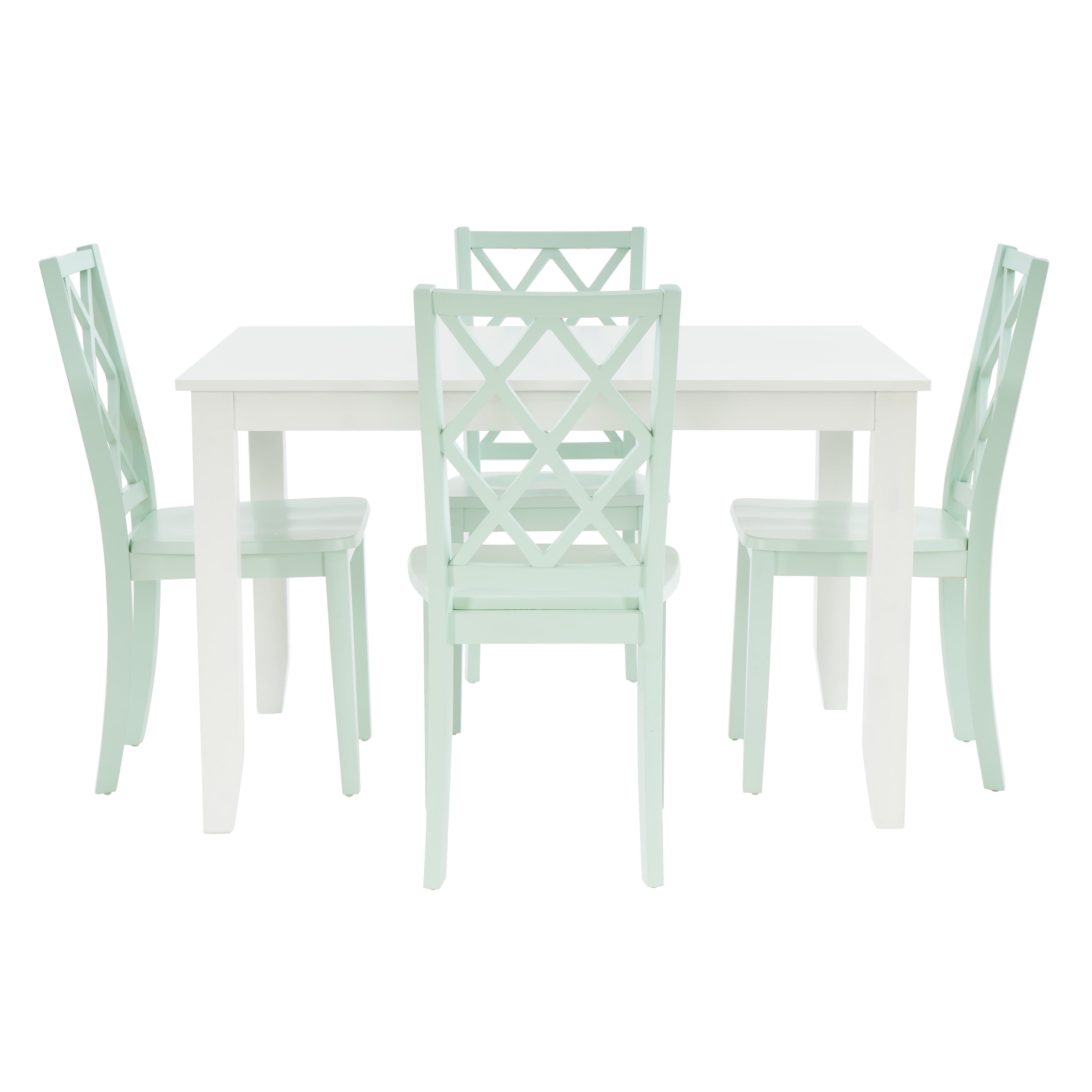 Linon Kolt Rectangular Dining Table and 4 Chairs, Mint, large