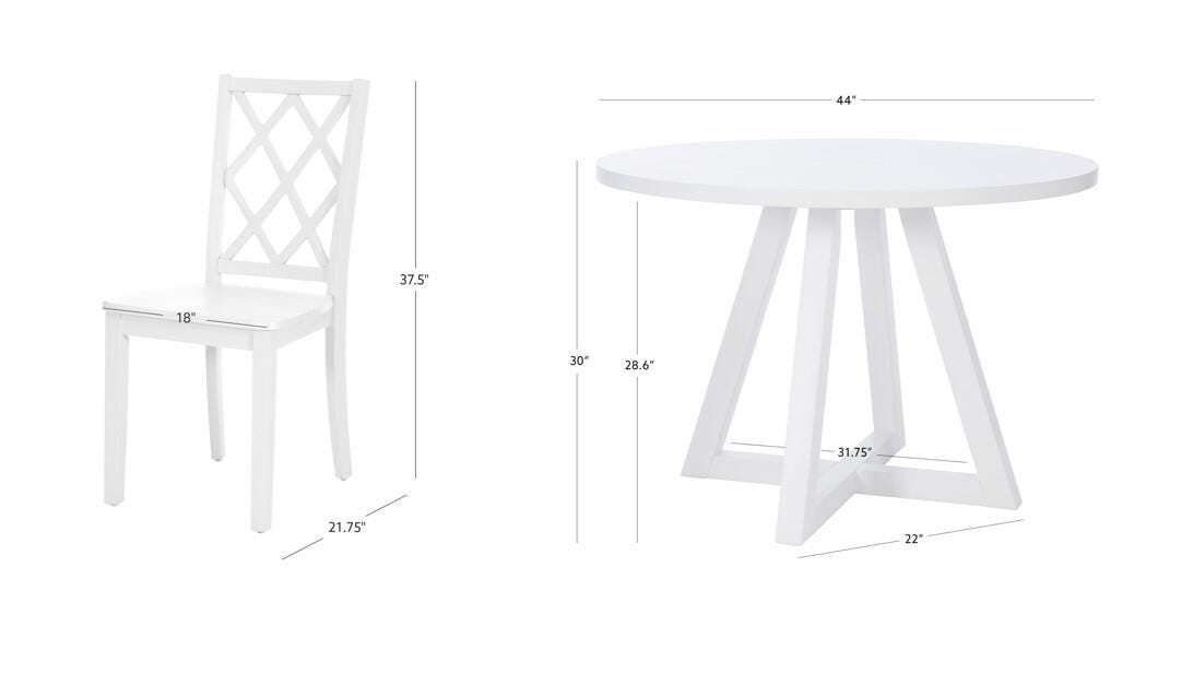 Linon Kolt Round Dining Table and 4 Chairs, White, large