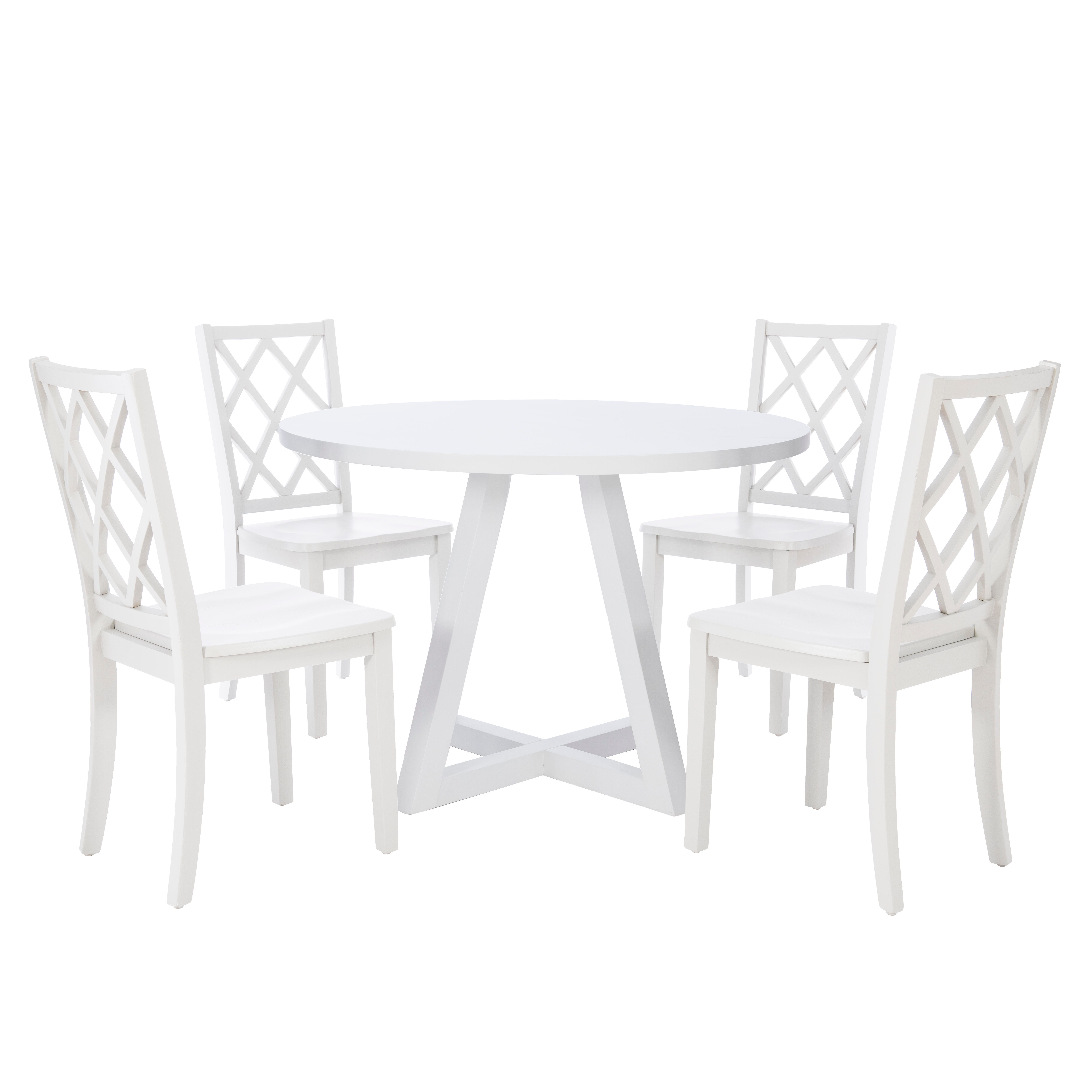 Linon Kolt Round Dining Table and 4 Chairs, White, large