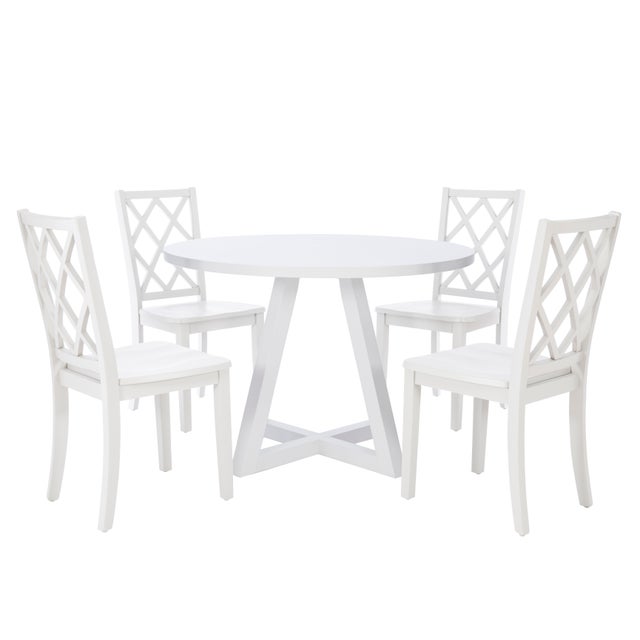Linon Kolt Round Dining Table and 4 Chairs, White