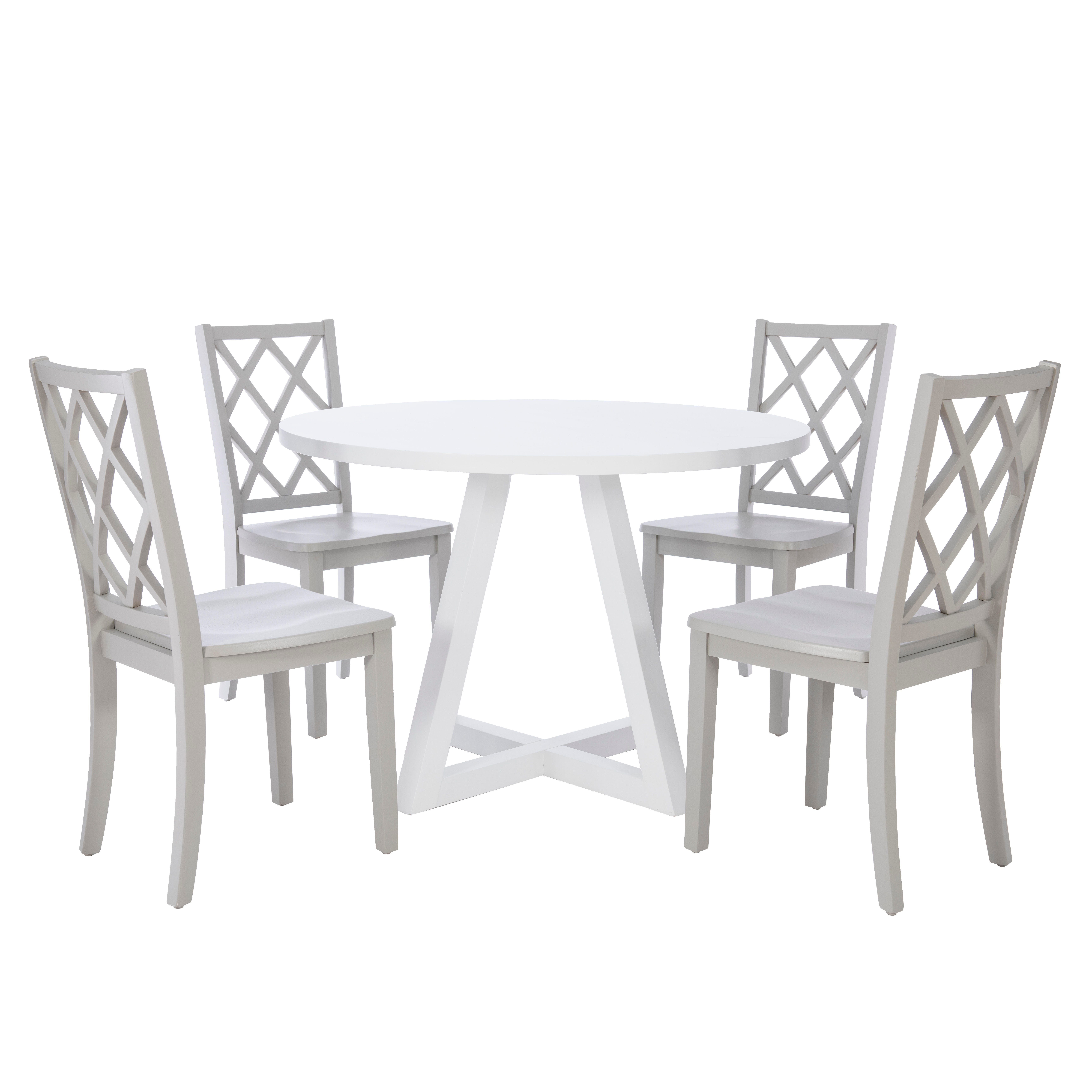 Linon Kolt Round Dining Table and 4 Chairs, Gray, large