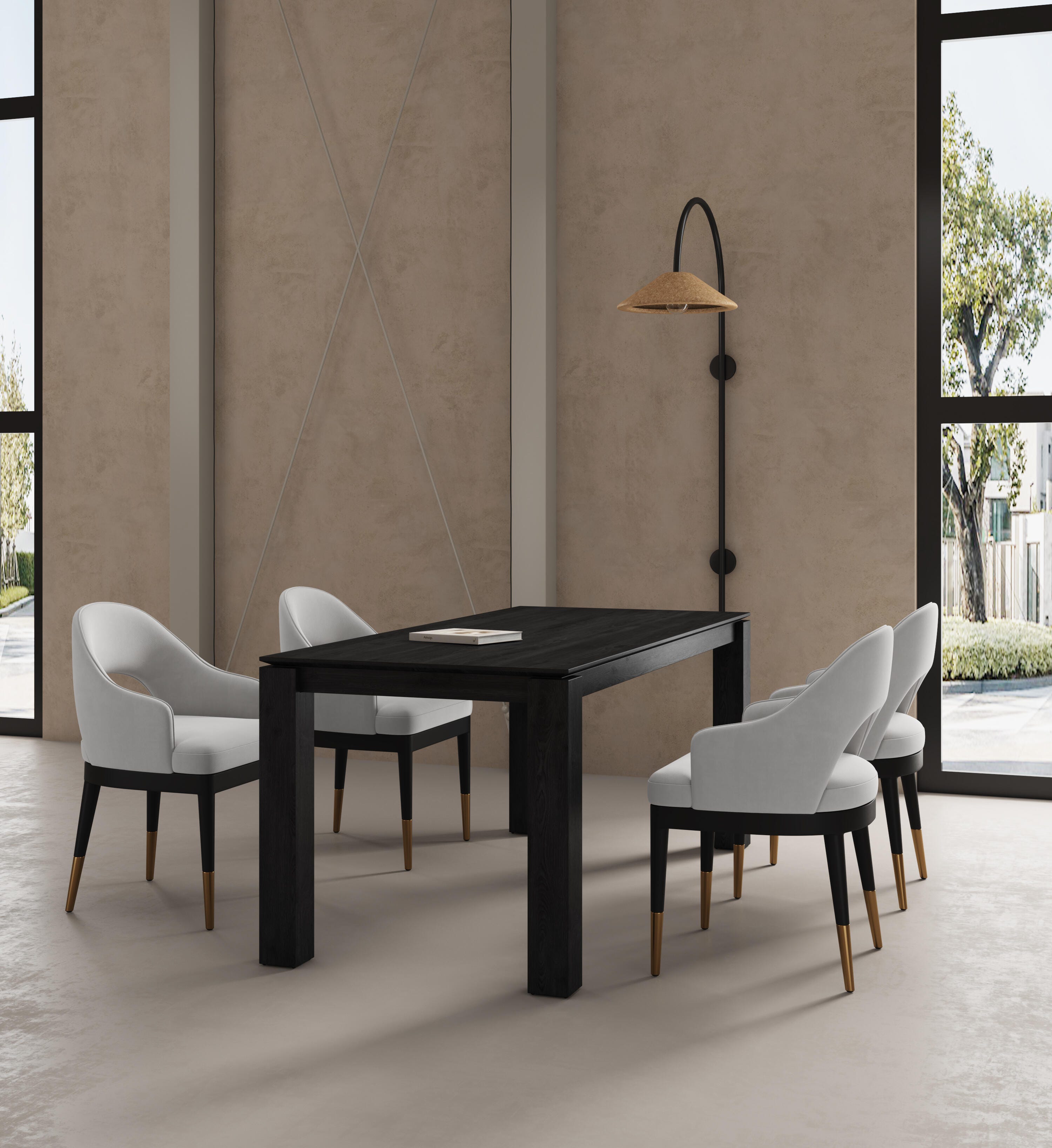 Manhattan Comfort Rockaway And Carrington Dinning Table with 4 Chairs, Black/Light Gray, large
