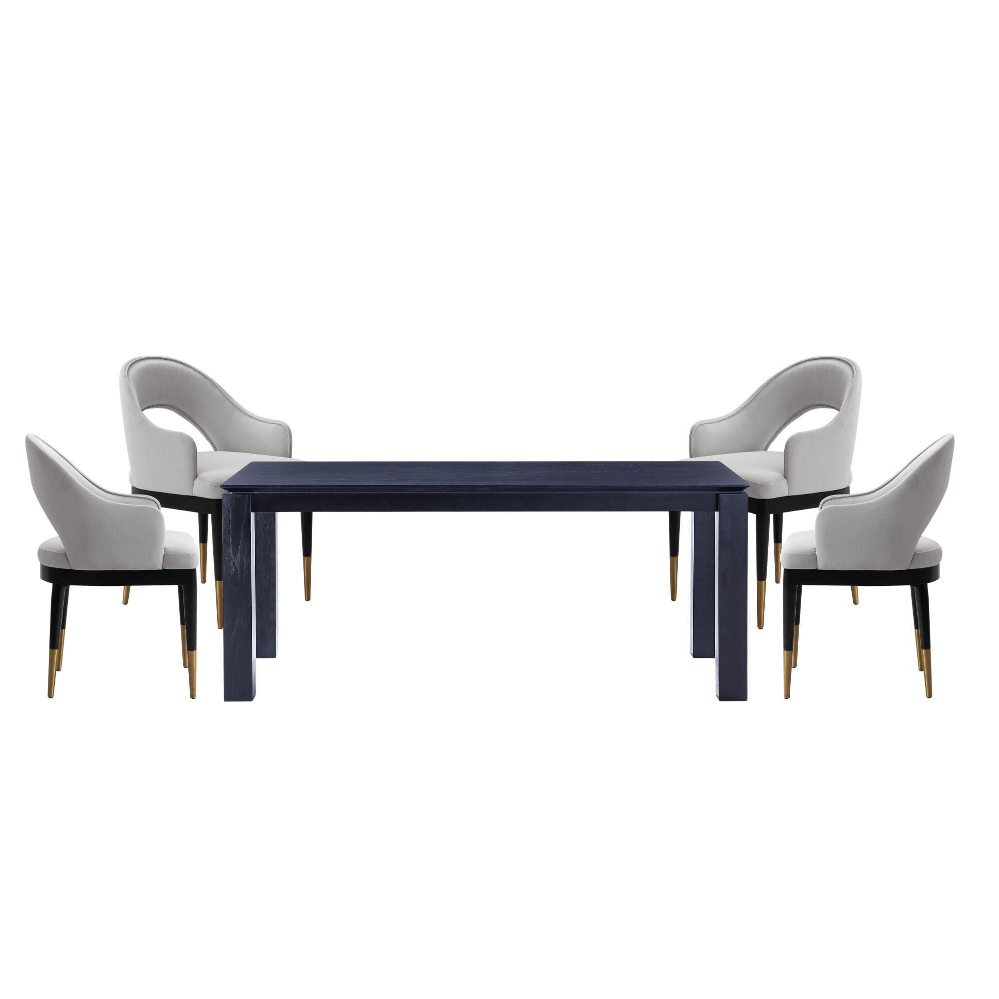 Manhattan Comfort Rockaway And Carrington Dinning Table with 4 Chairs, Black/Light Gray, large