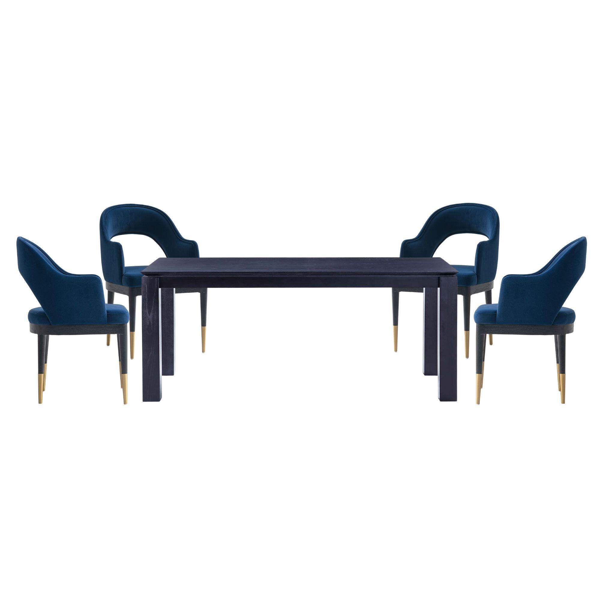 Manhattan Comfort Rockaway And Carrington Dinning Table with 4 Chairs, Black/Midnight Blue, large